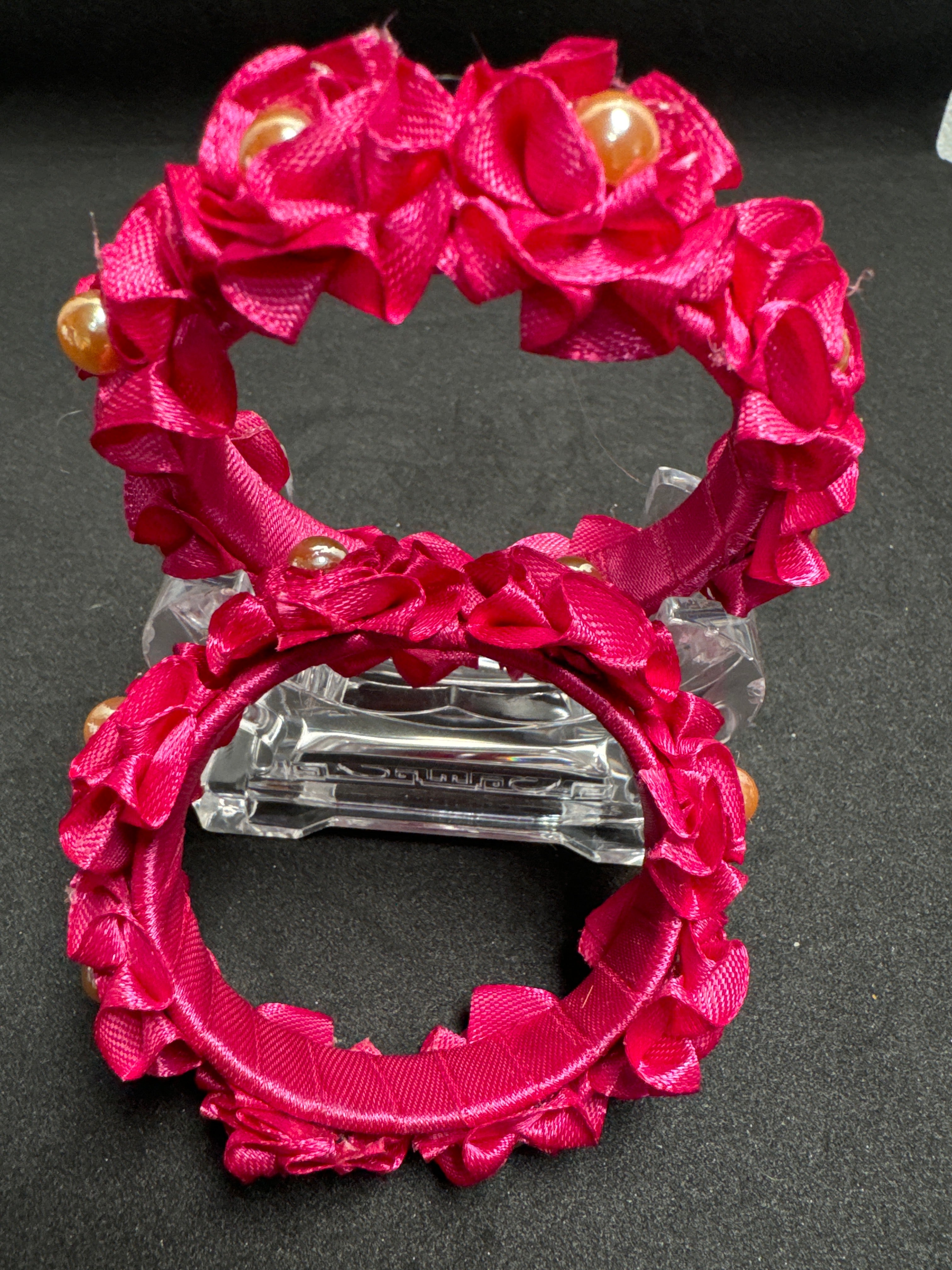 Dark pink flower Kara set  (Sold as pair)