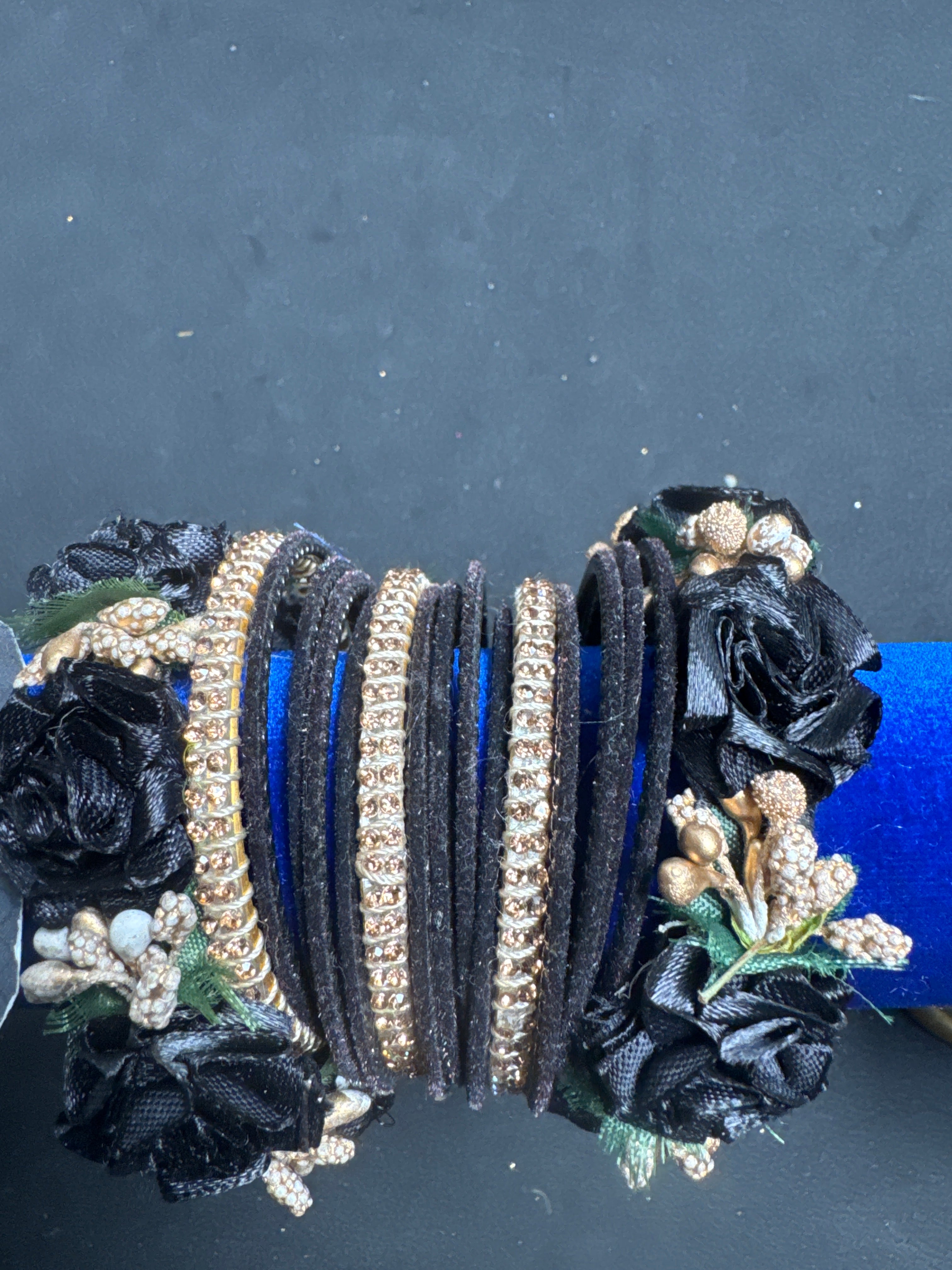 Black flower bangles FB9