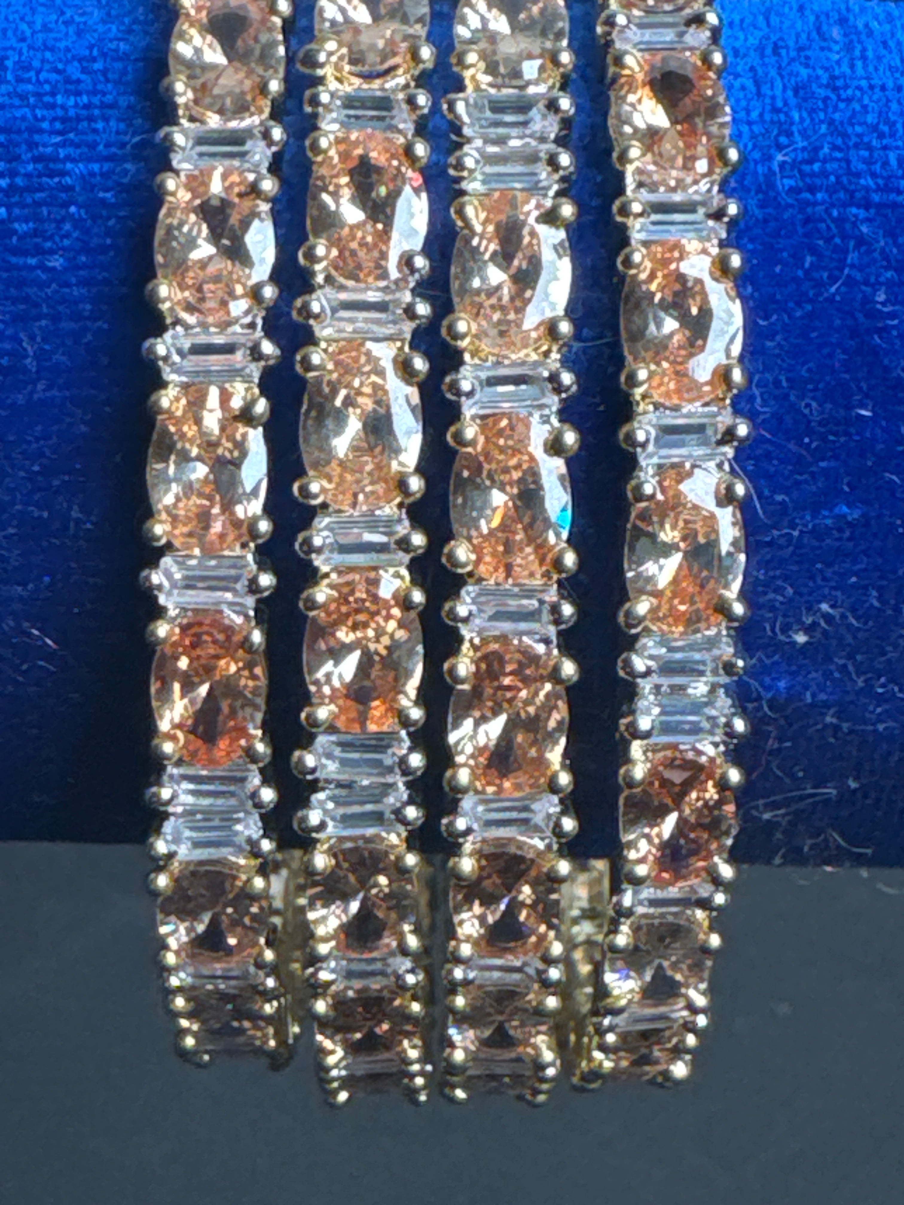 Peach gold & silver colours set of 4 bangles