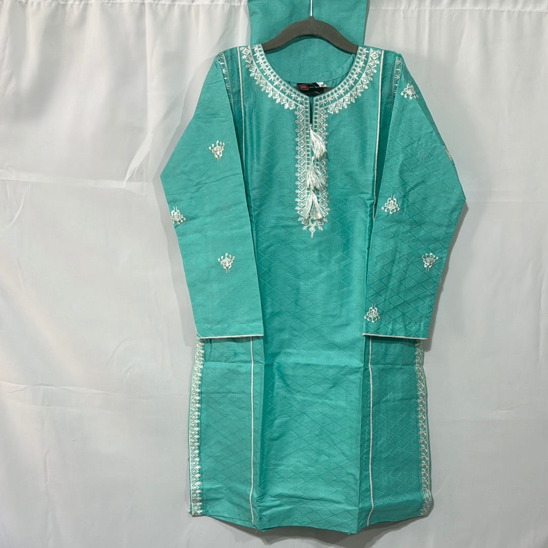 Aqua cotton embroidery shirt trouser