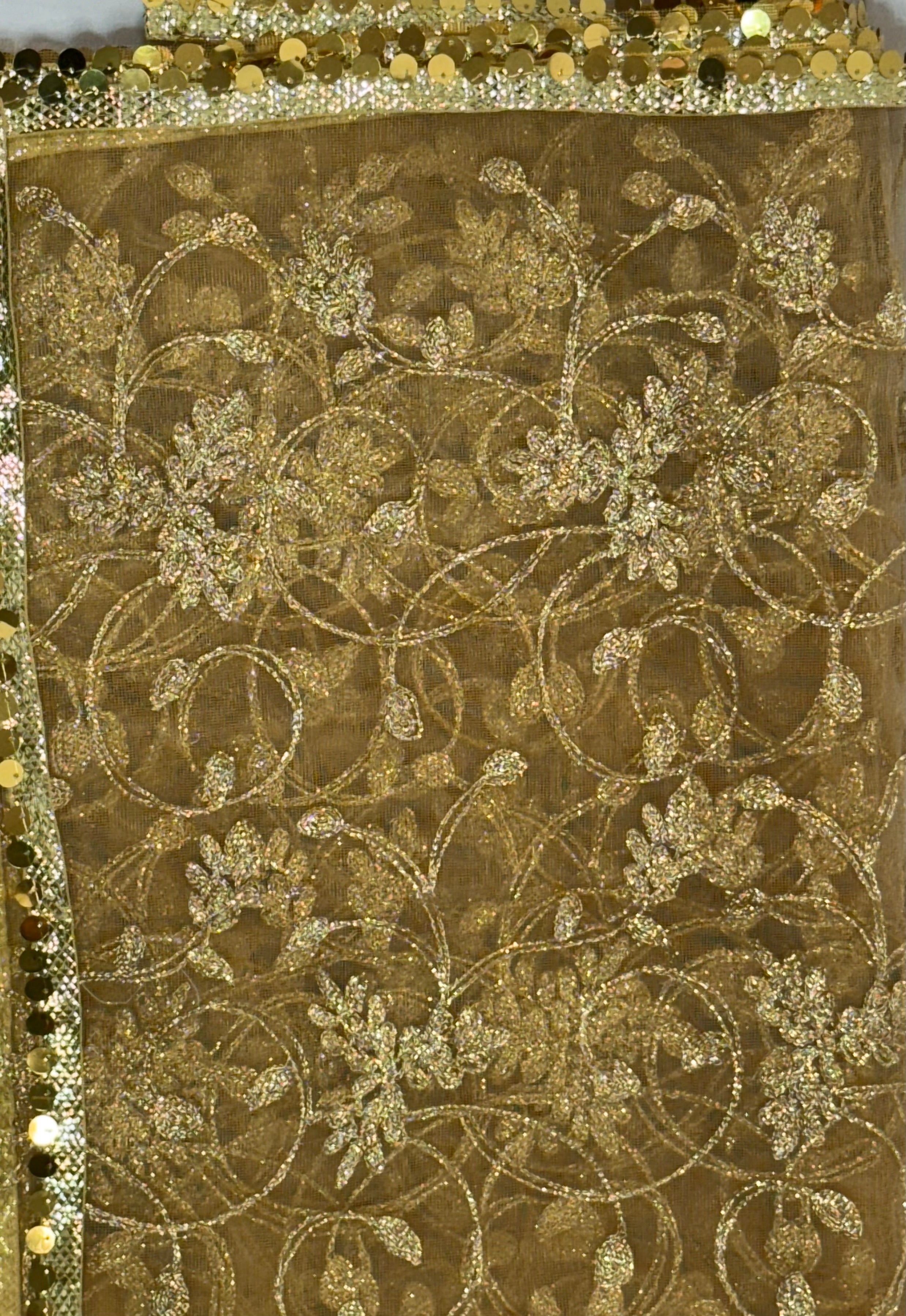 Net Duppttas With Golden Embroidery Available In Seven Colours