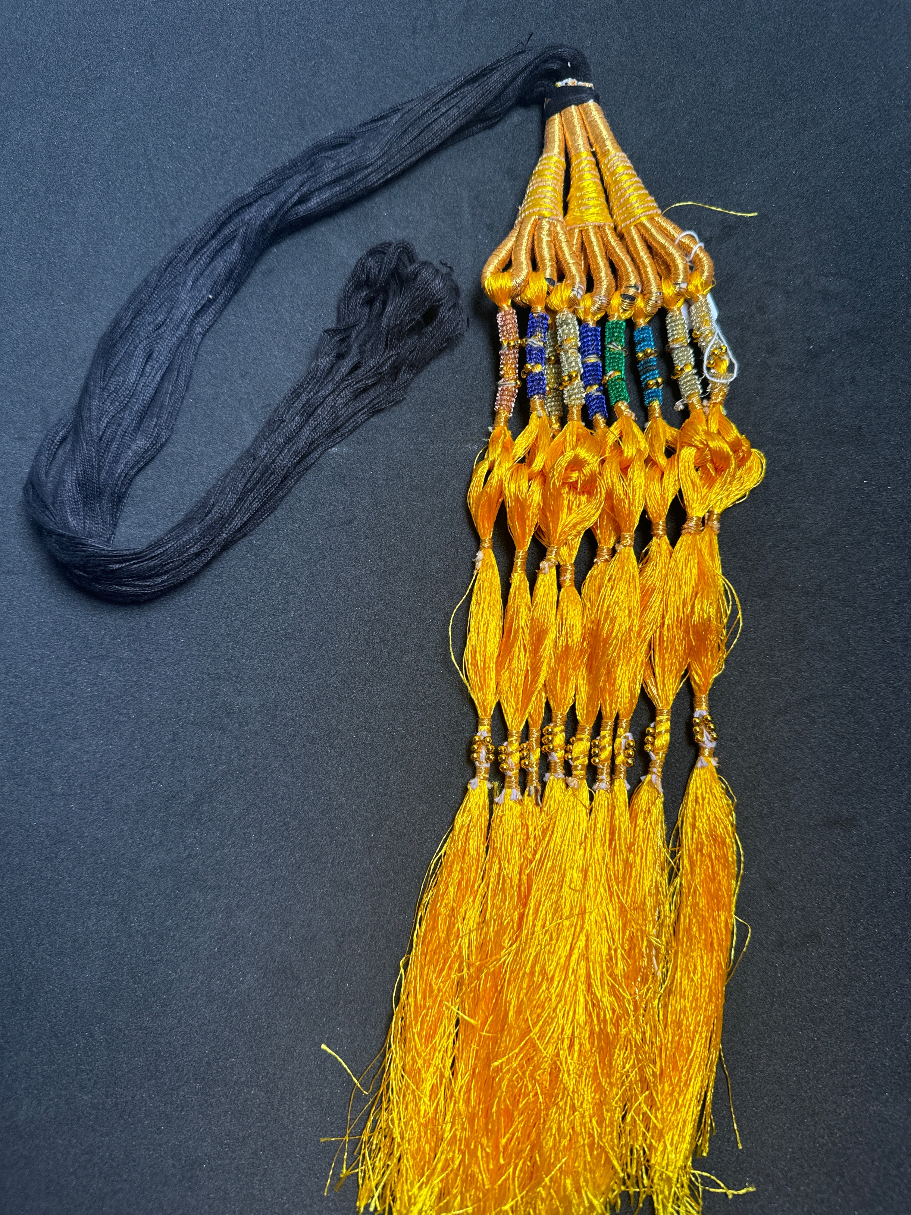 Black Parranda with multi colours beads in yellow tassels SP28