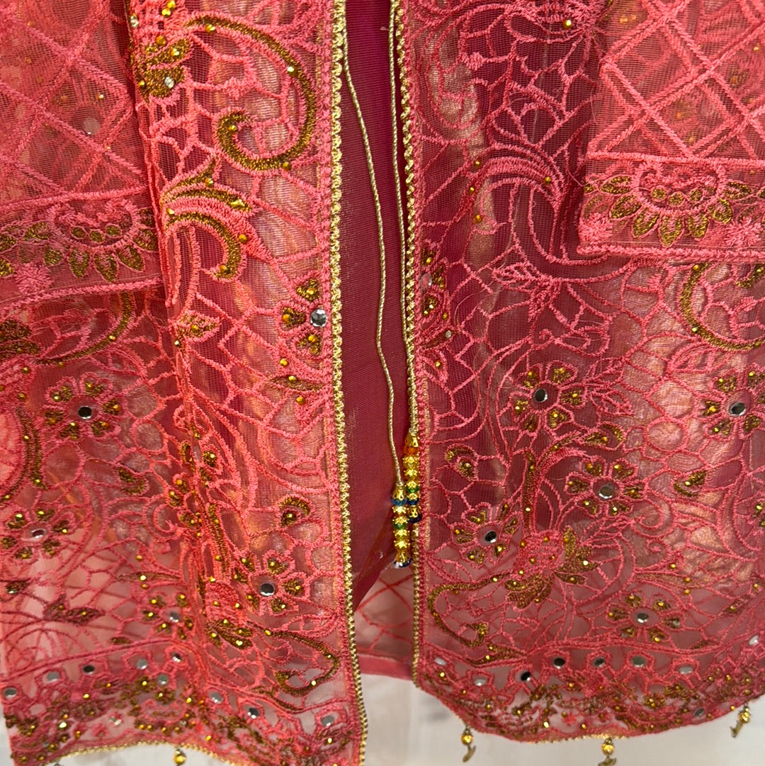 Pakistani girls peach gown style set