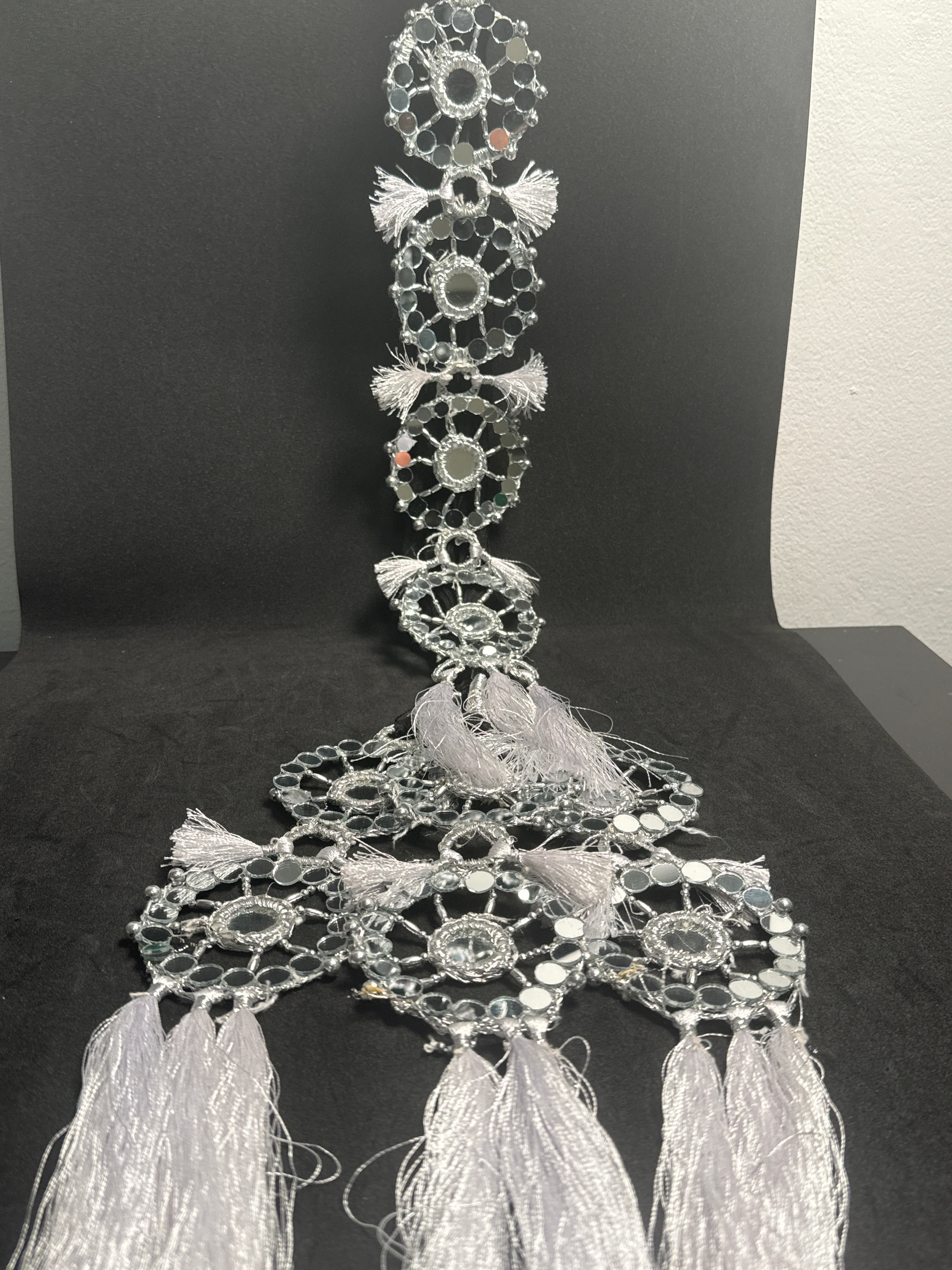 Silver mirror/colours Parranda with black thread PD74