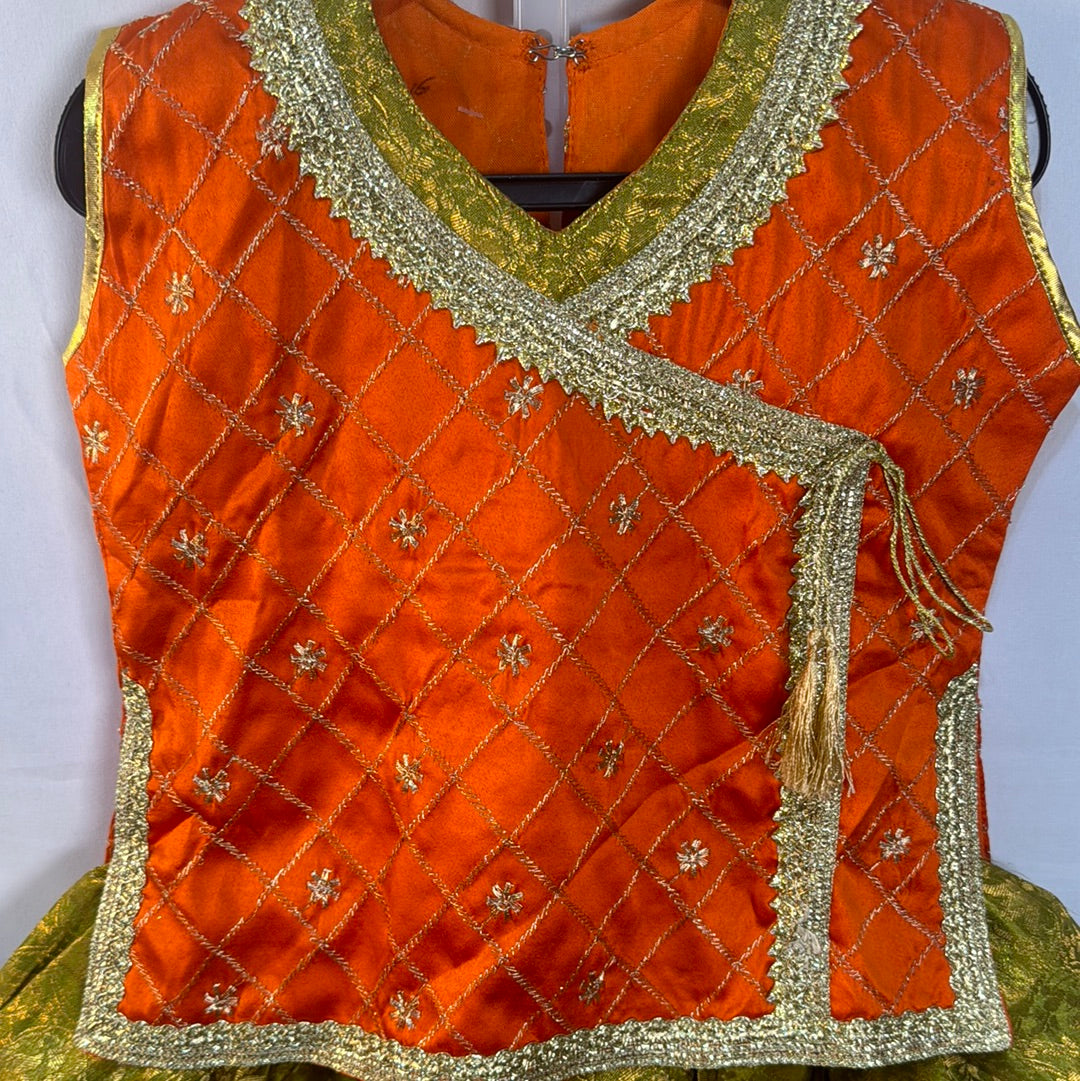 Girls orange Garara set BC22- Areeba's Couture