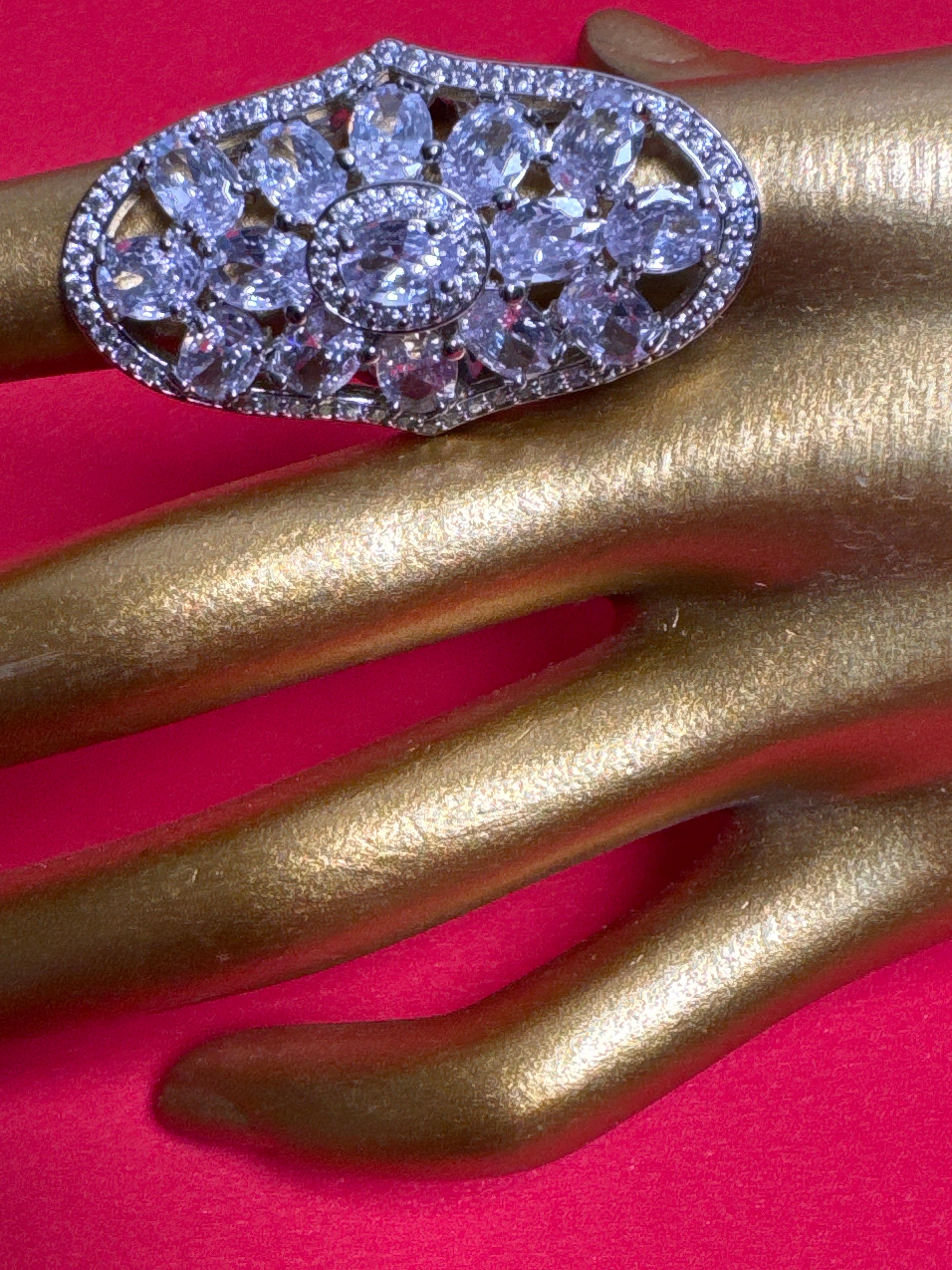 Large oval silver ring