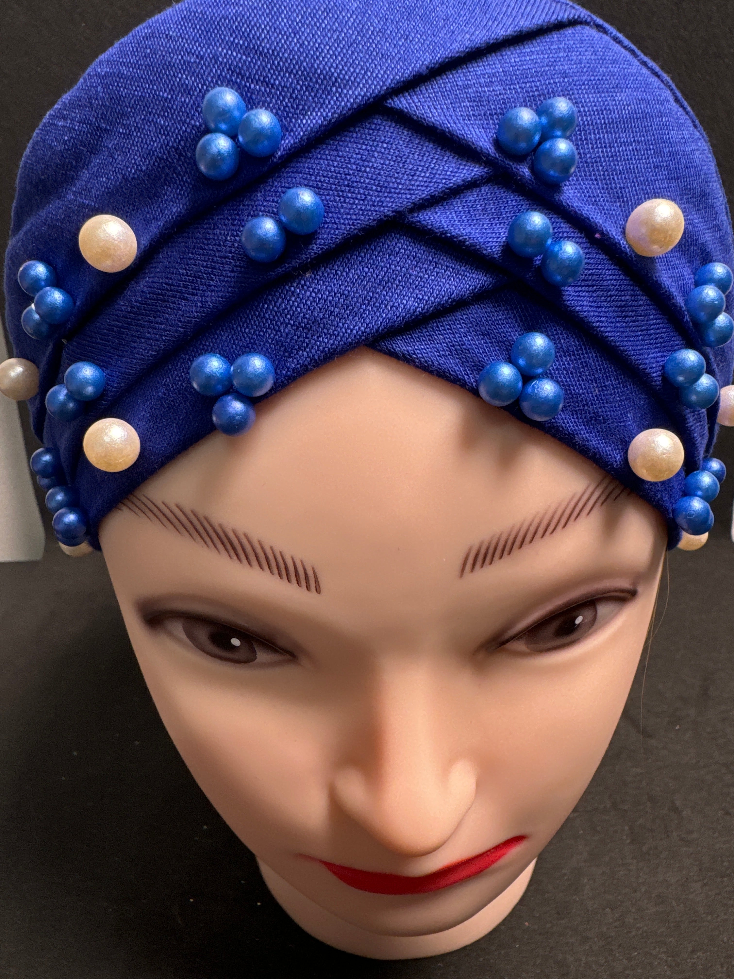 Hijab cap for ladies in White with beads HC10