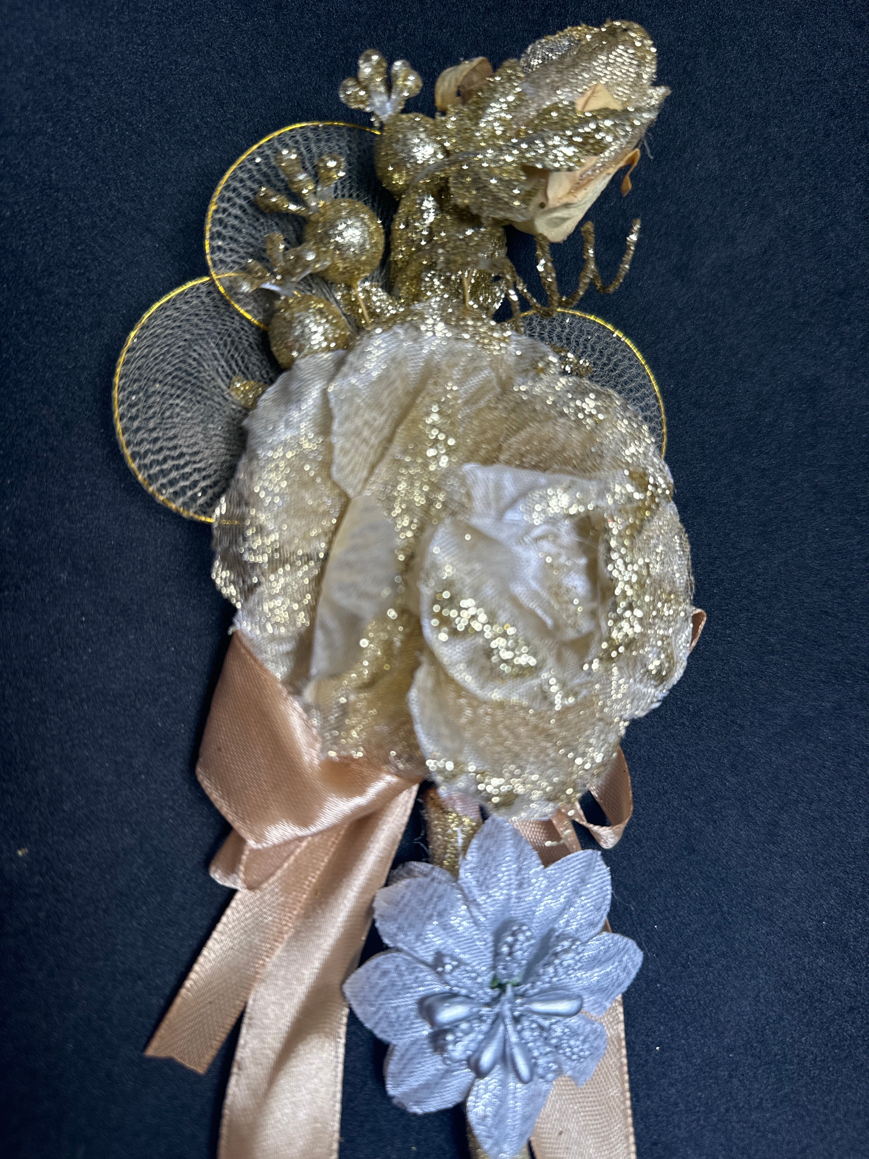 Bridal Nikah Pen D49 - Decorated Bridal Pen for Signing Nikah Documents - Matching Attire Accessory - Gold and Silver Floral Design