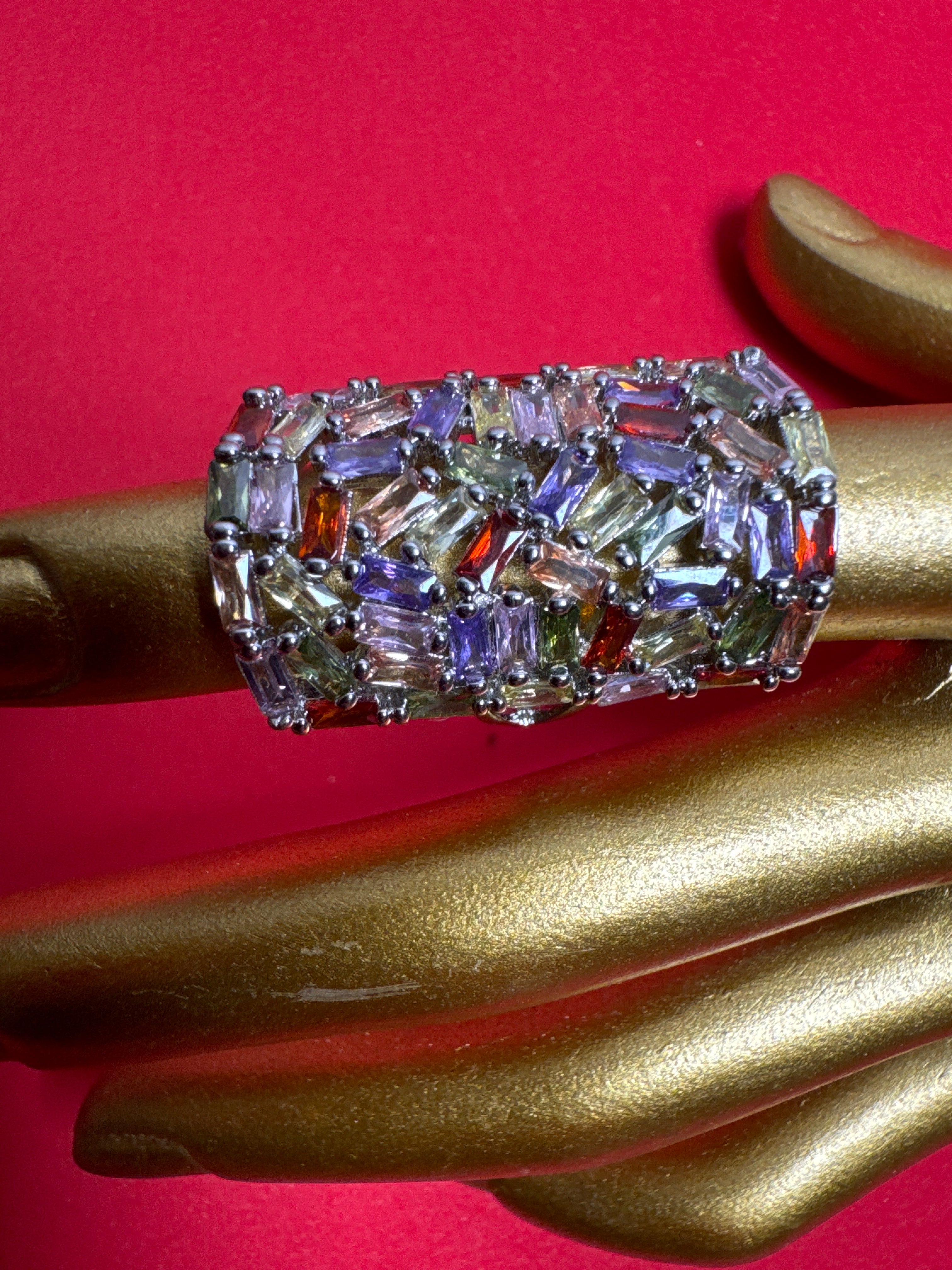 Silver ring with multi