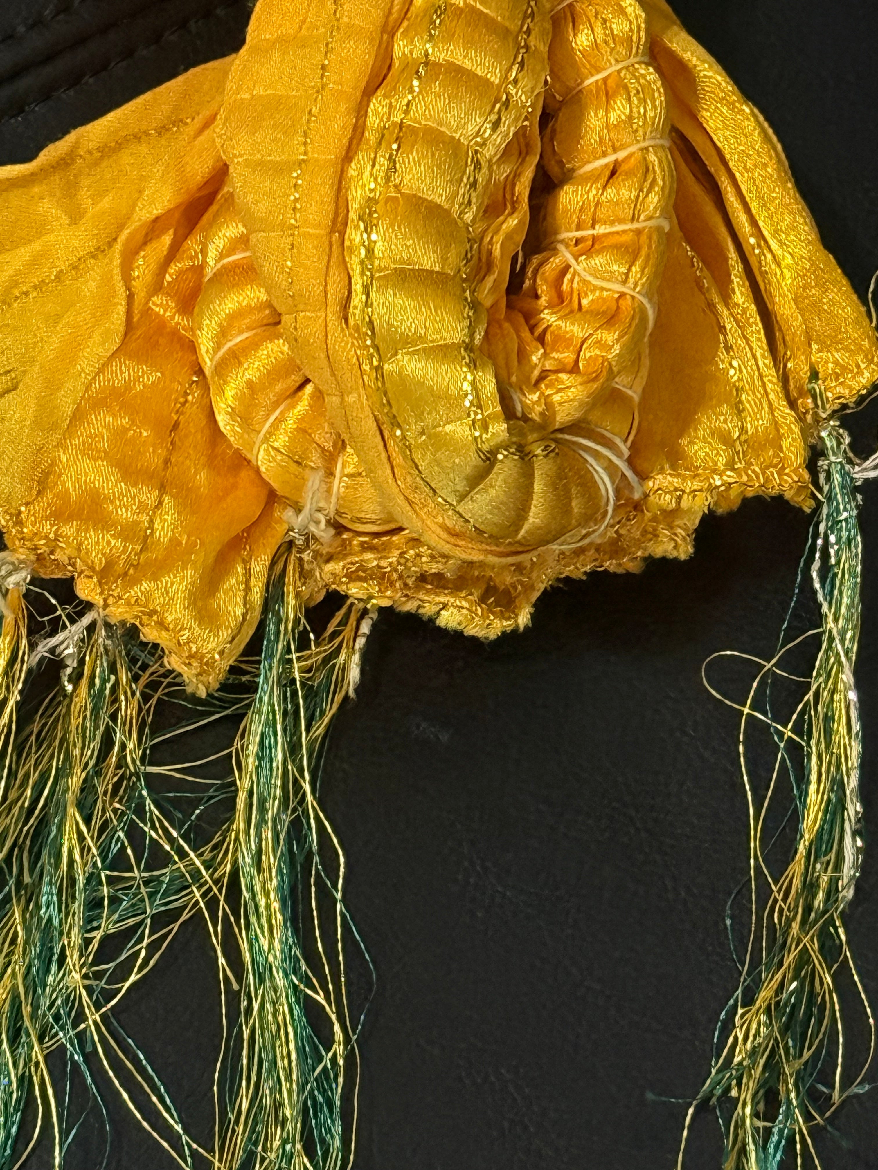 Mehndi Dupatta (In Luxurious Chunri) For The Lads In Yellow Colour With Tussles