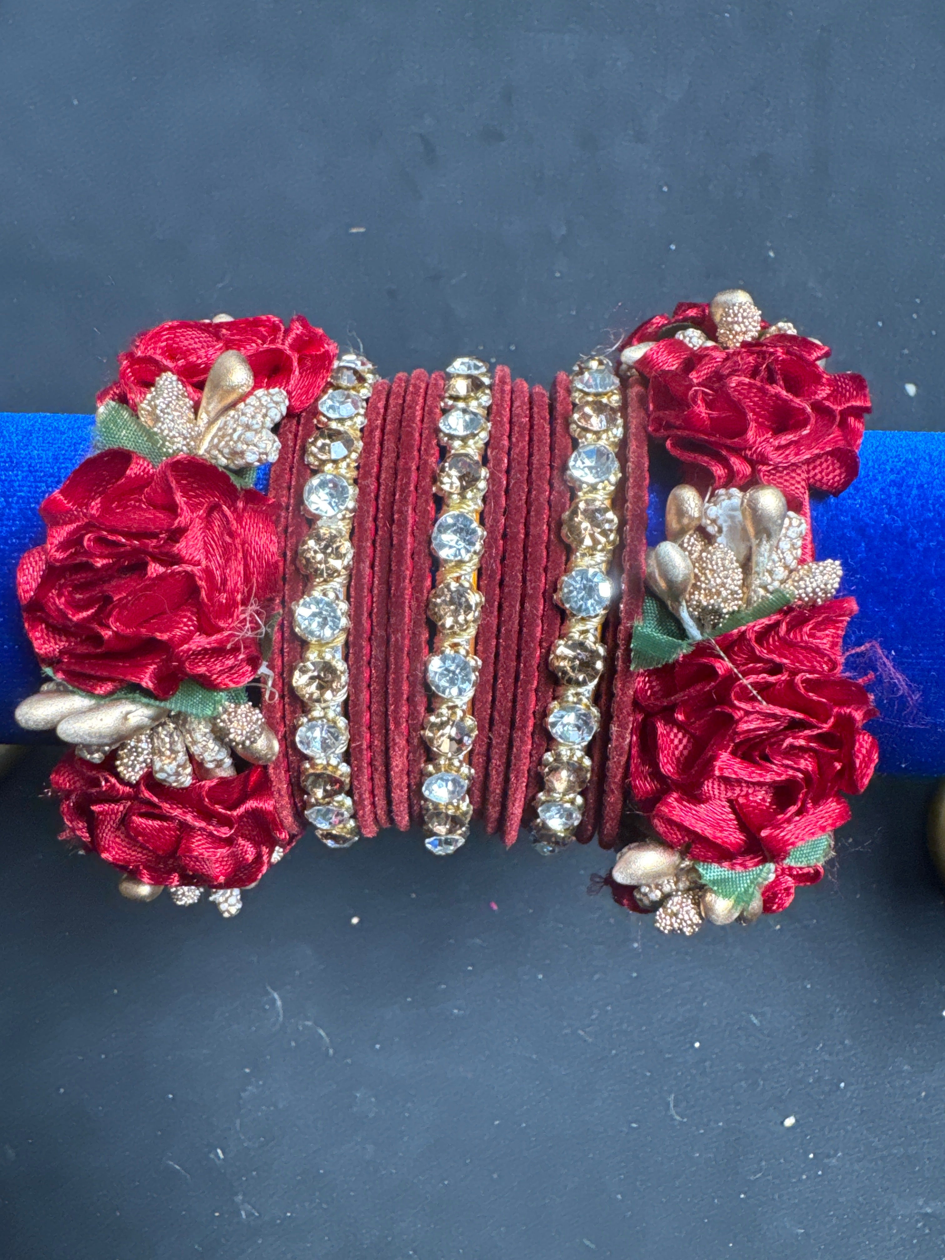 Maroon flower bangles set FB16