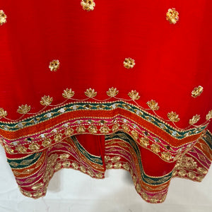 Girls red Garara set with embellishments collection D3- Areeba's Couture