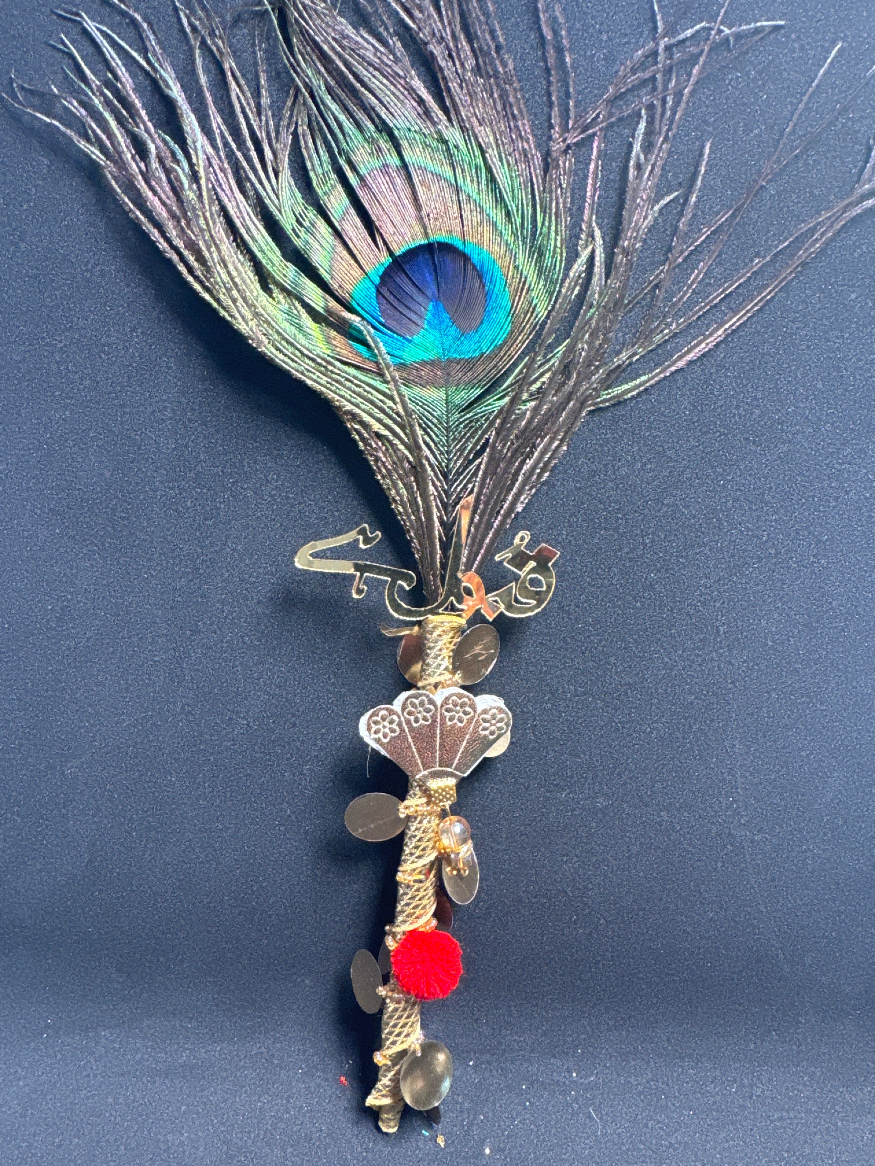 Bridal Nikah Pen D43 - Decorated Peacock Feather Pen for Brides to Sign Nikah Documents Matching Bridal Accessory
