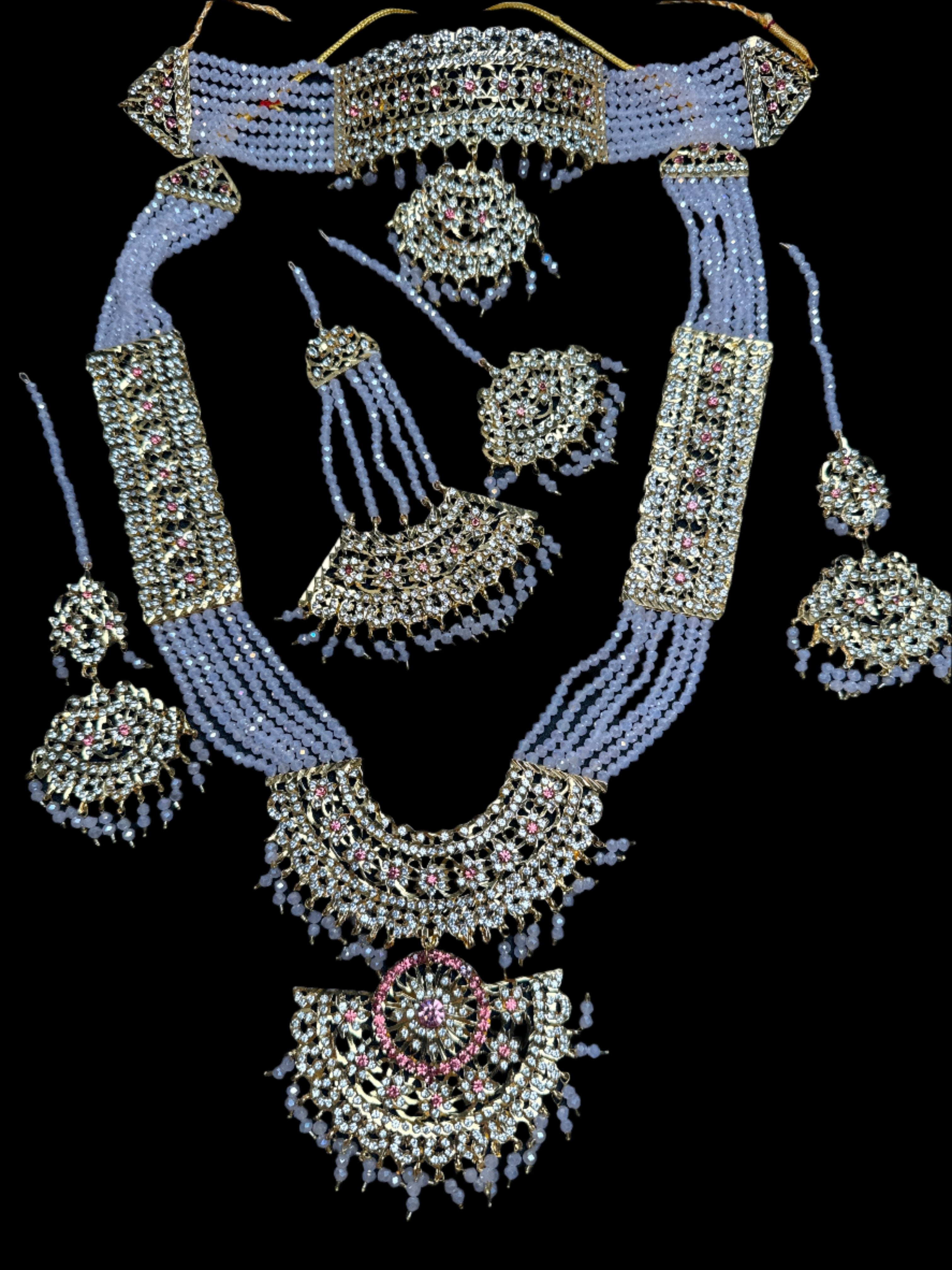 Mala set with baby pink & gold pearls JS53