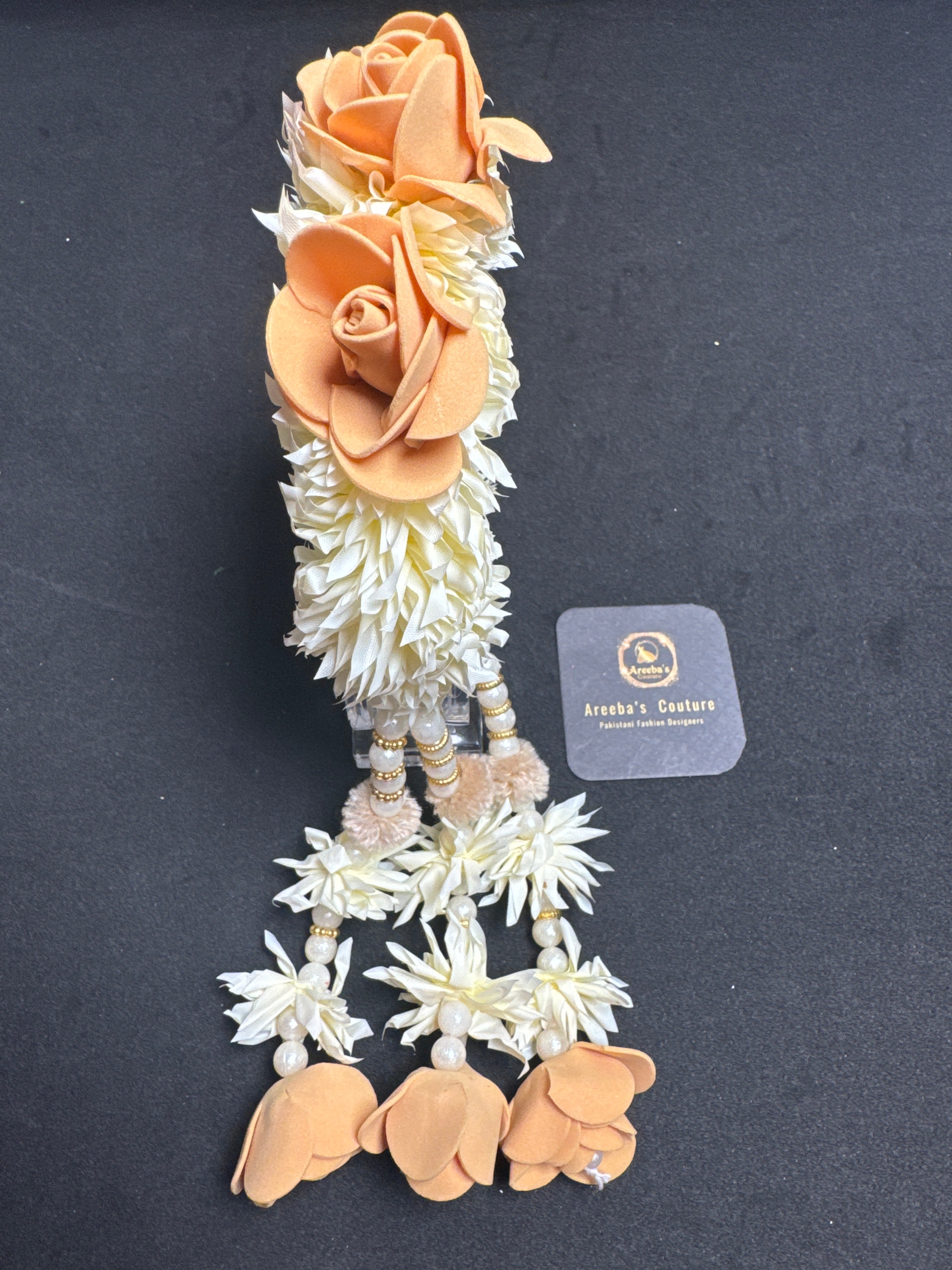 Flower Mehndi Gajra Gold-White Handcrafted Bridal Jewellery for Bride & Bridesmaids Perfect for Any Event