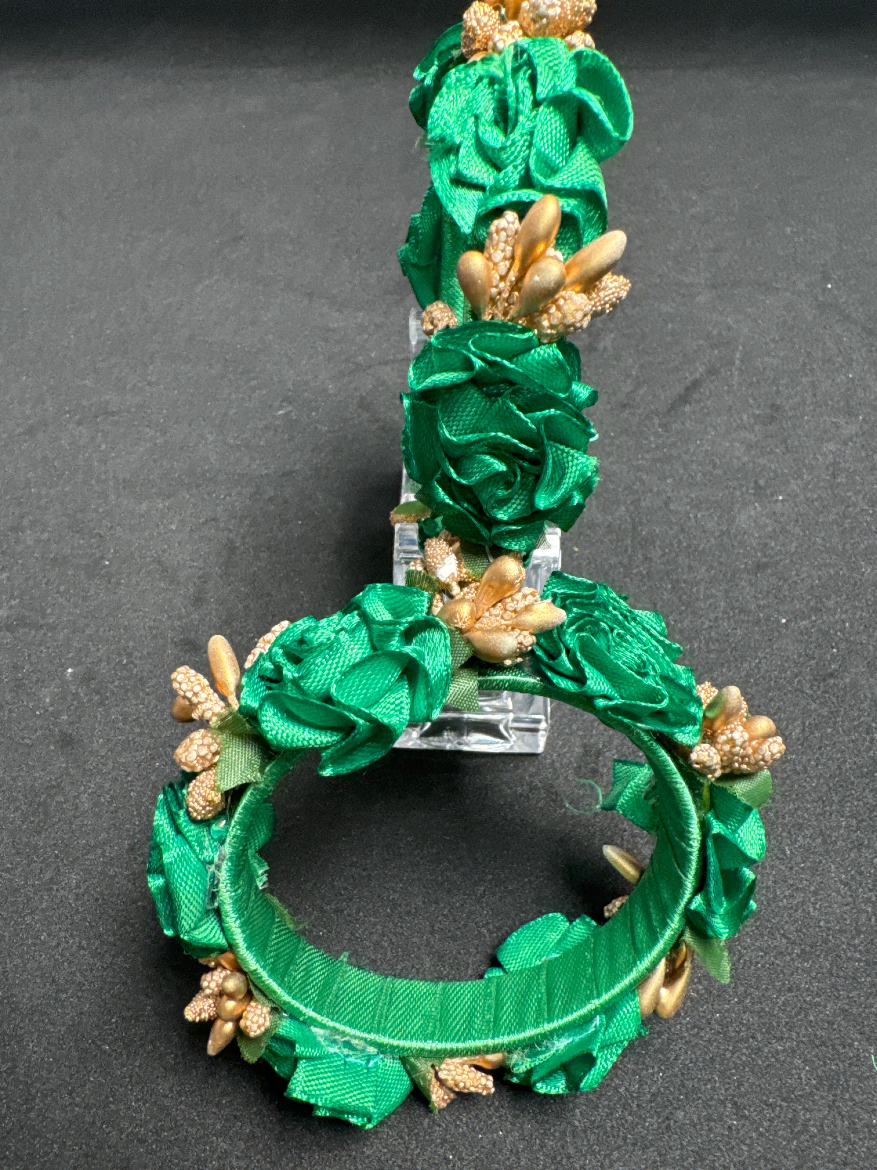 Green flower Kara set (Sold as pair) - Set Handcrafted Bridal Jewellery for Bride & Bridesmaids Perfect for Mehndi and Any Event