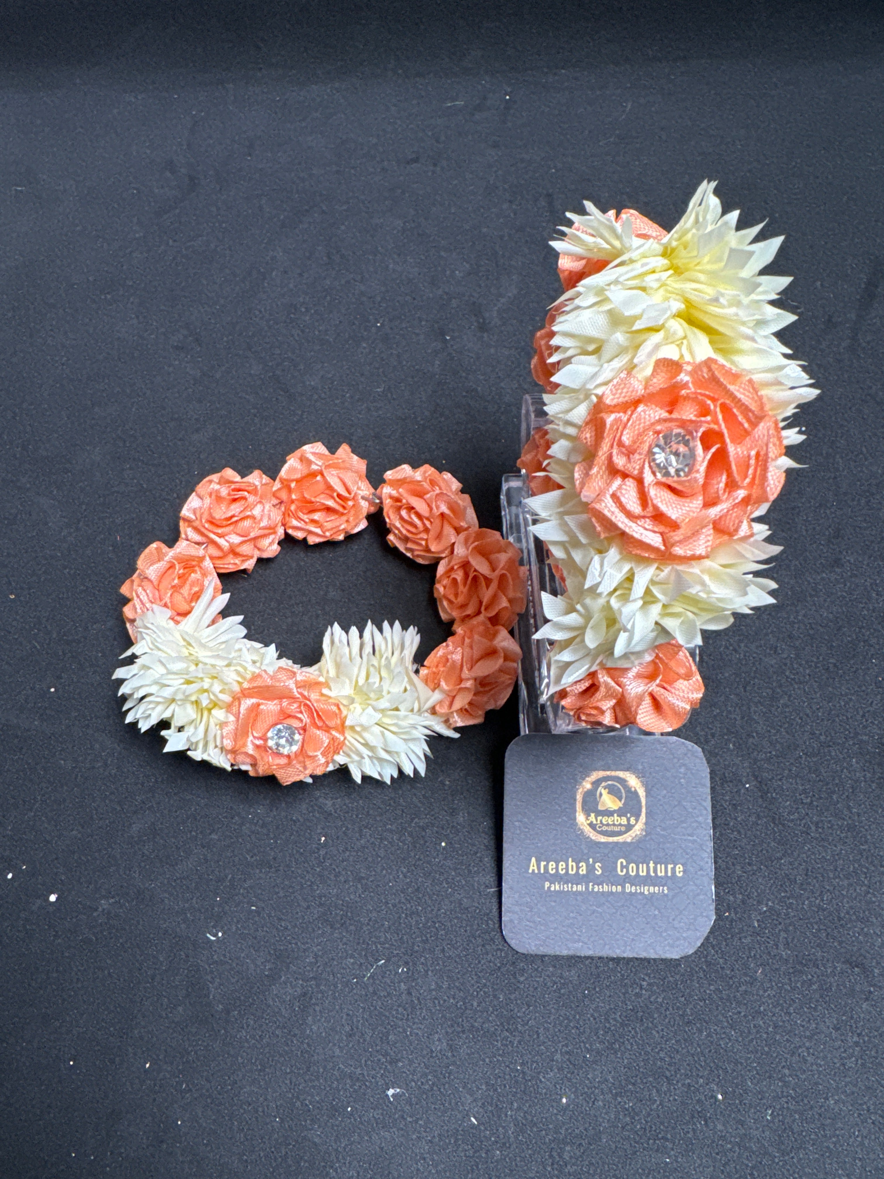 Flower Gajra Set for Mehndi Haldi in Peach  Traditional Fashion Accessory  - Sold as Pair