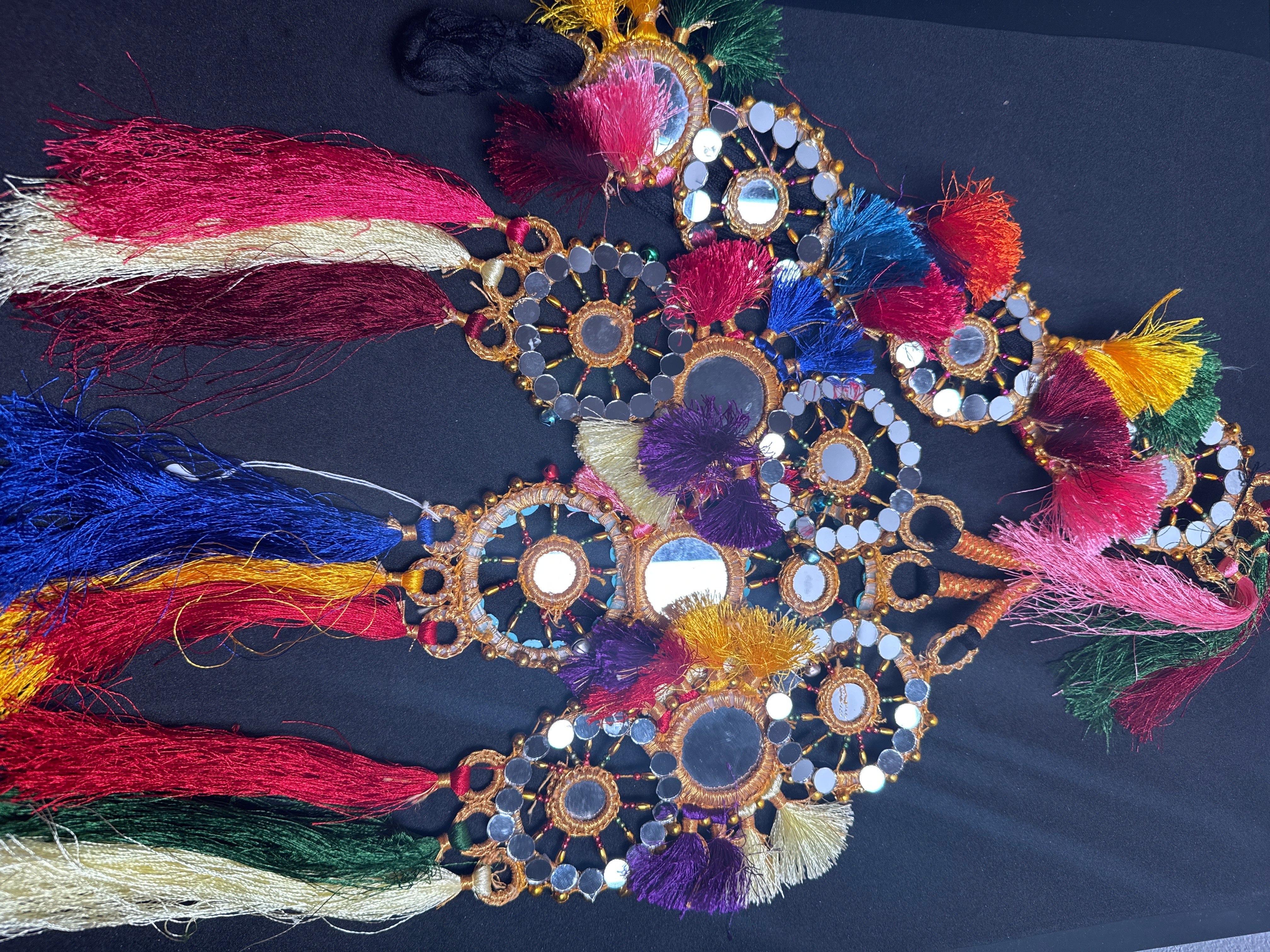 Black Parranda with multi colours beads  & mirror in multi  tassels SP42