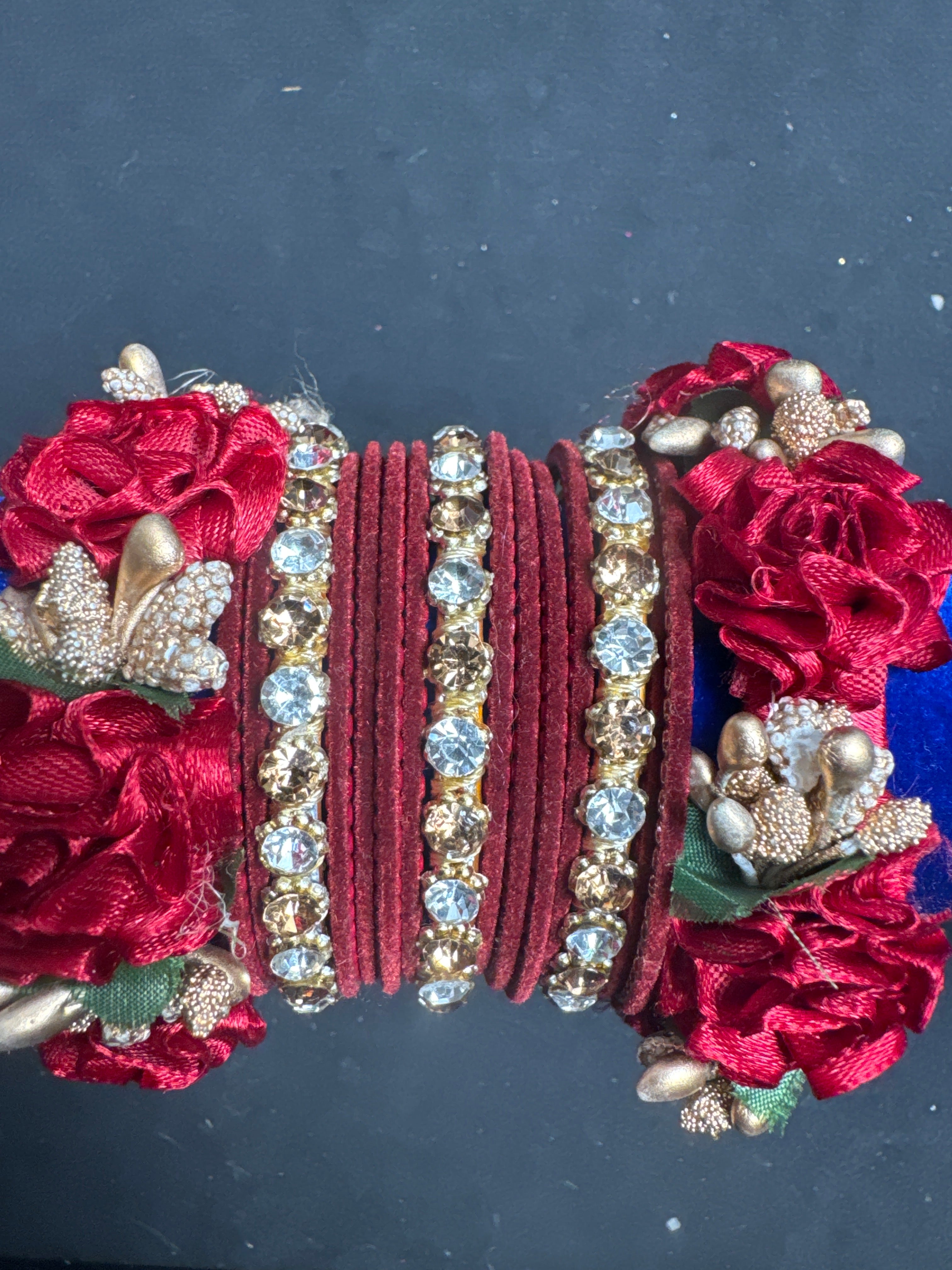 Maroon flower bangles set FB16