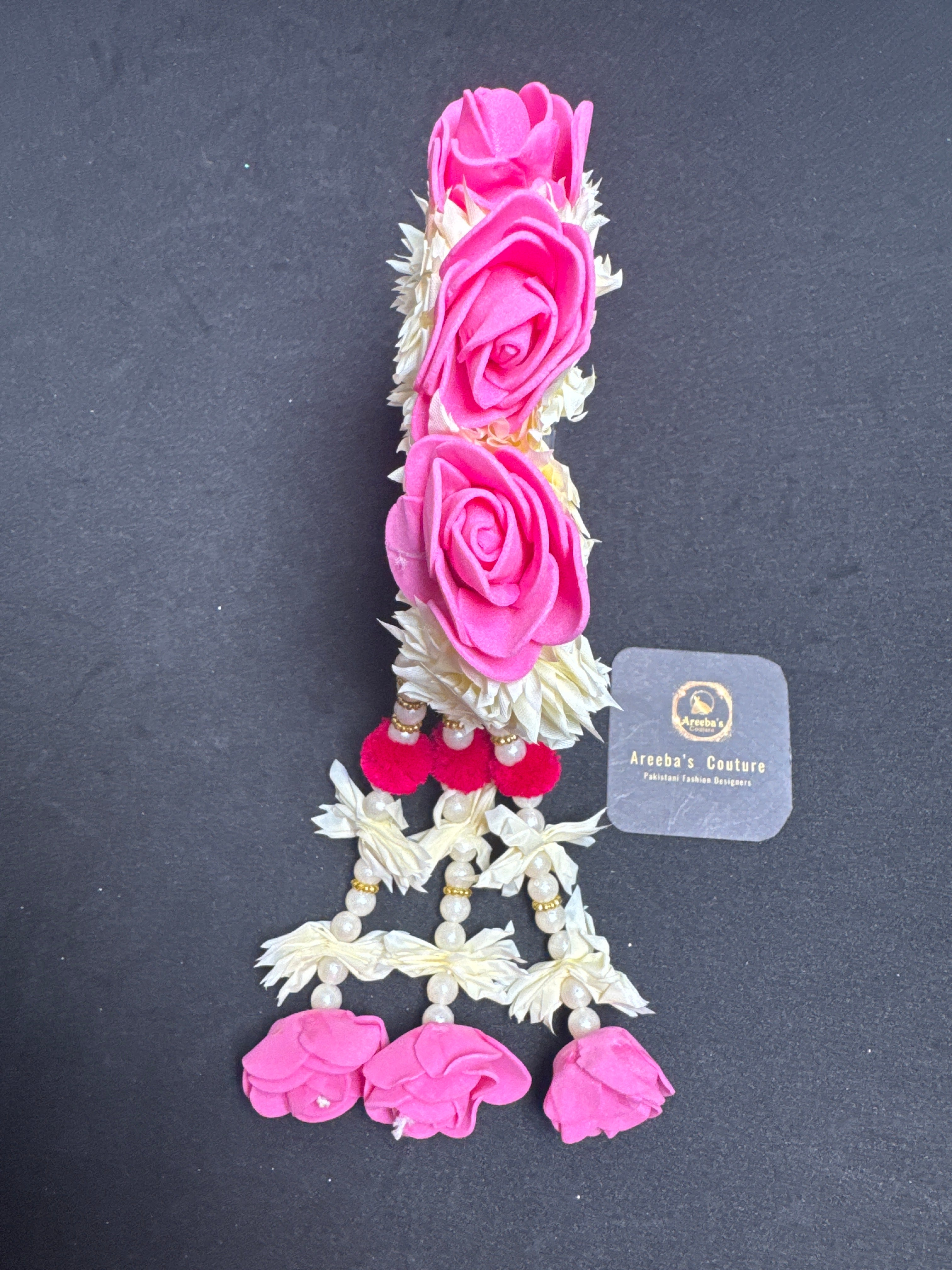 Flower mehndi gajra light pink -  Handcrafted Jewellery for Bride Bride Maids and Any Event