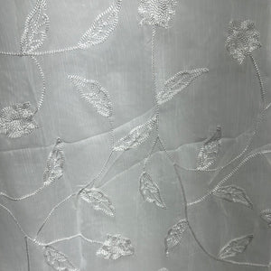 Beige and white chiffon dupatta with embroidery- Areeba's Couture