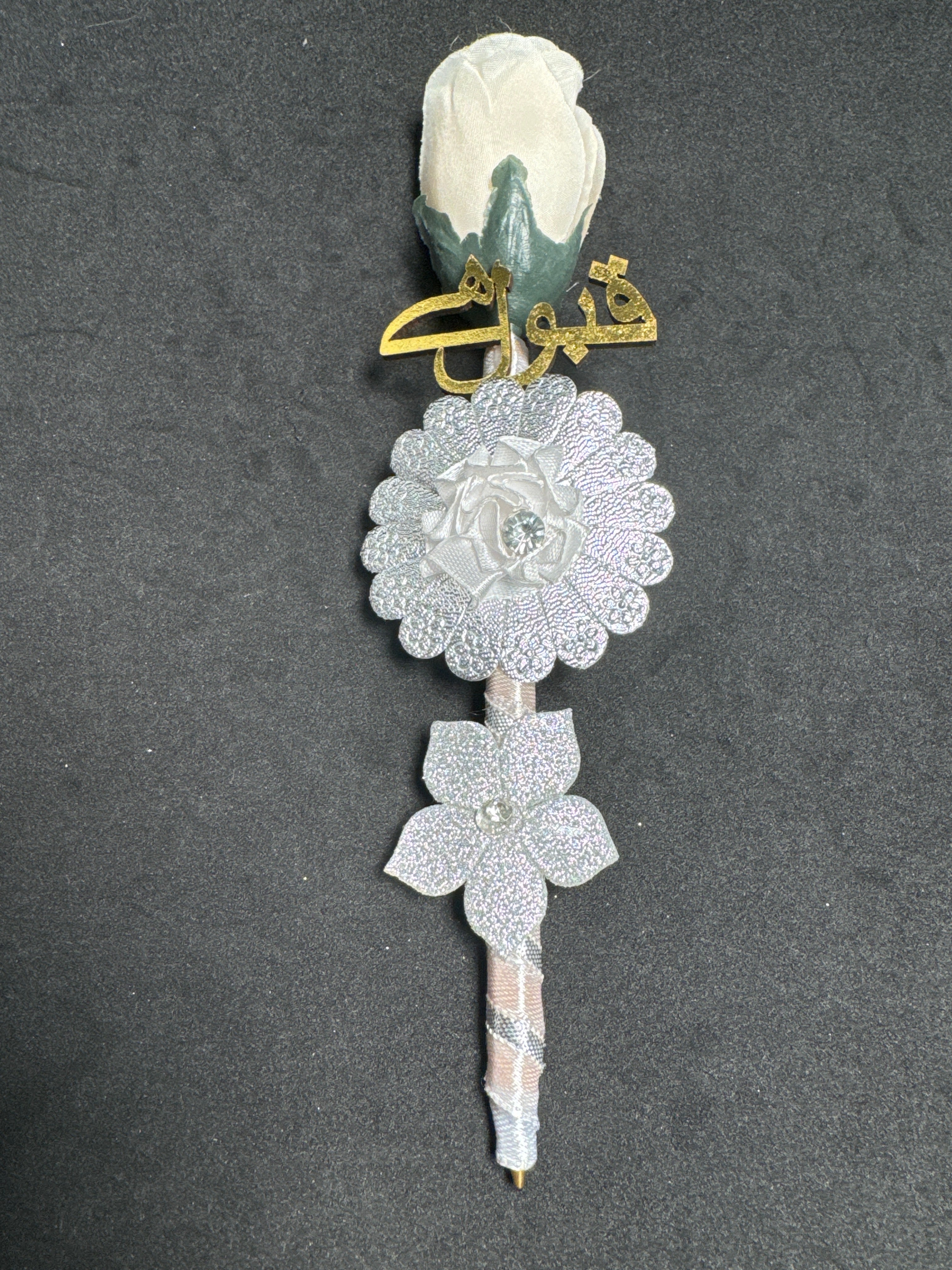 Bridal Nikah Pen DNP6 - Decorated Bridal Pen for Signing Nikah Documents - Matching Attire Accessory - Elegant Floral Design