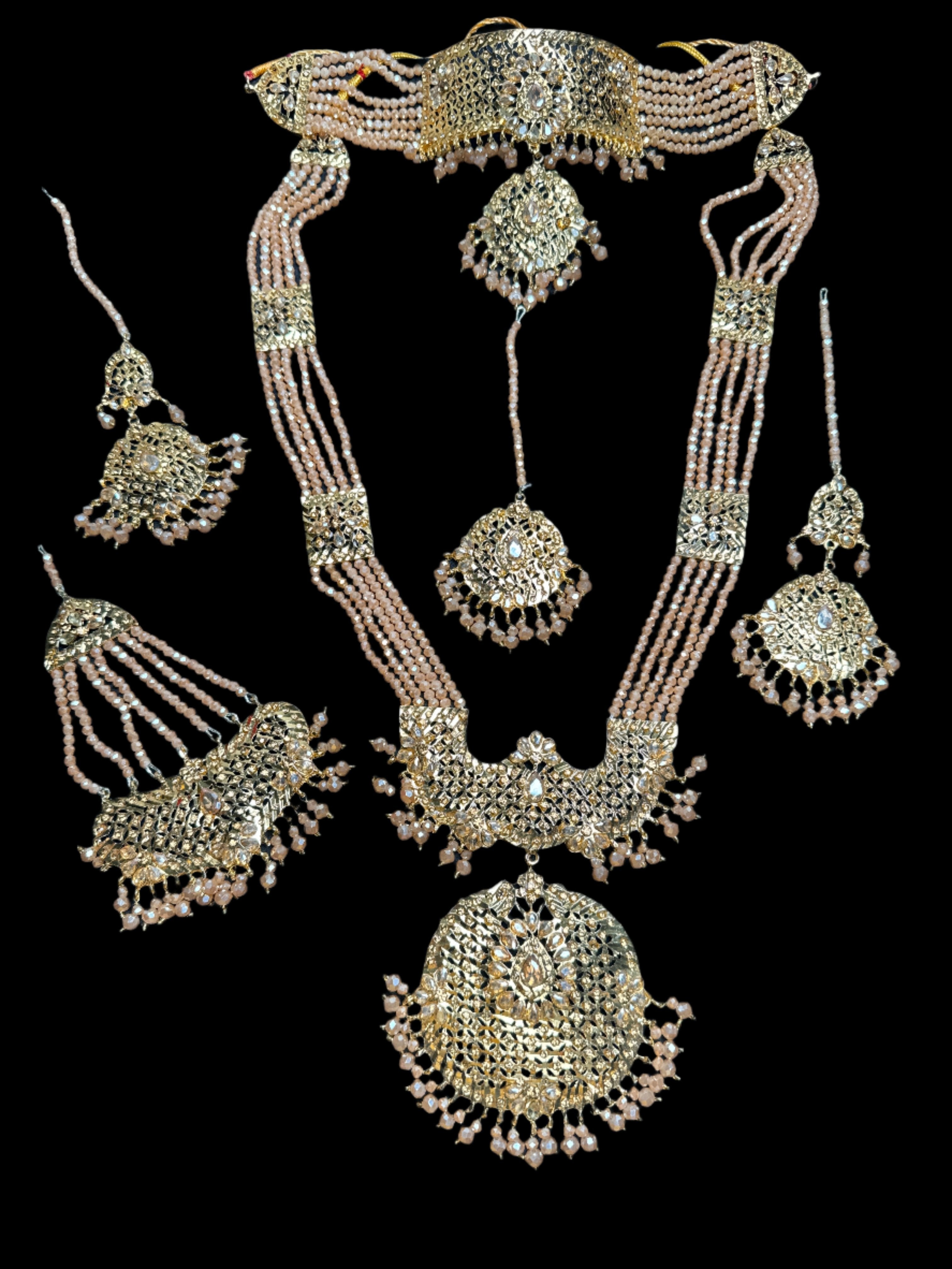 Mala set  with peach & gold pearls JS56