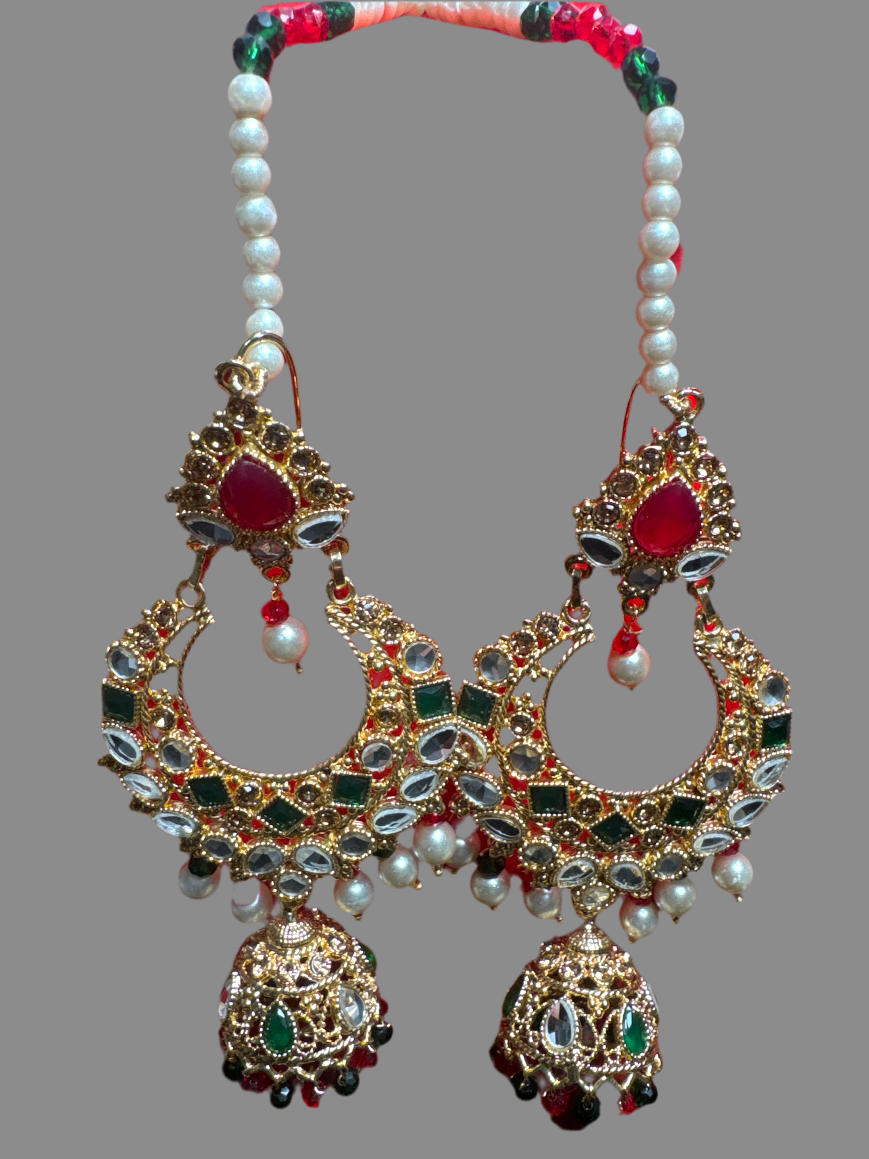 JUMKAYS - Stylish earrings for Women - Traditional Pakistani/Indian Jewellery Earing gold with multi gems JM06