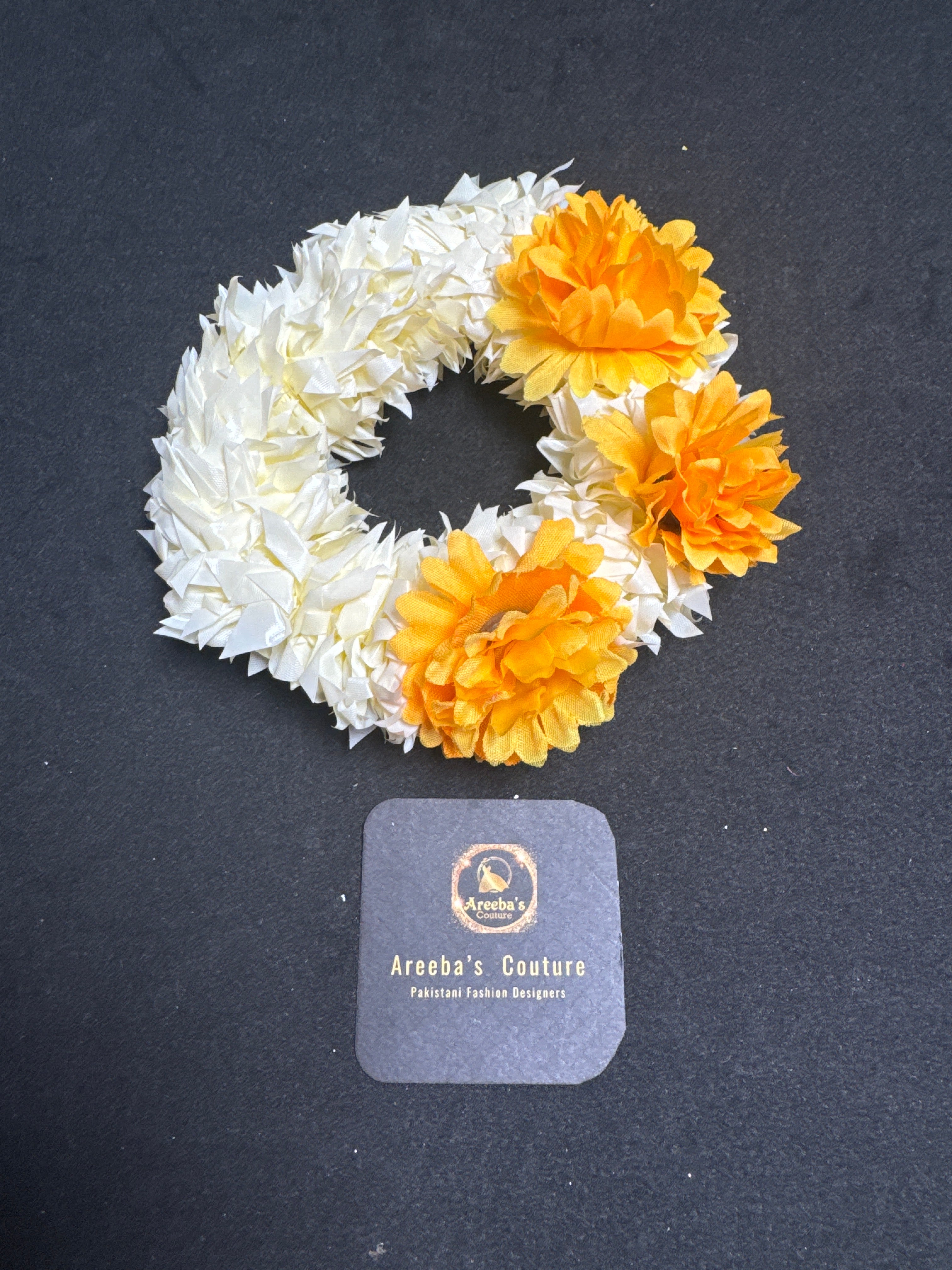 Handcrafted Flower Mehndi Gajra Electric Yellow Off White for Bride and Bride Maids