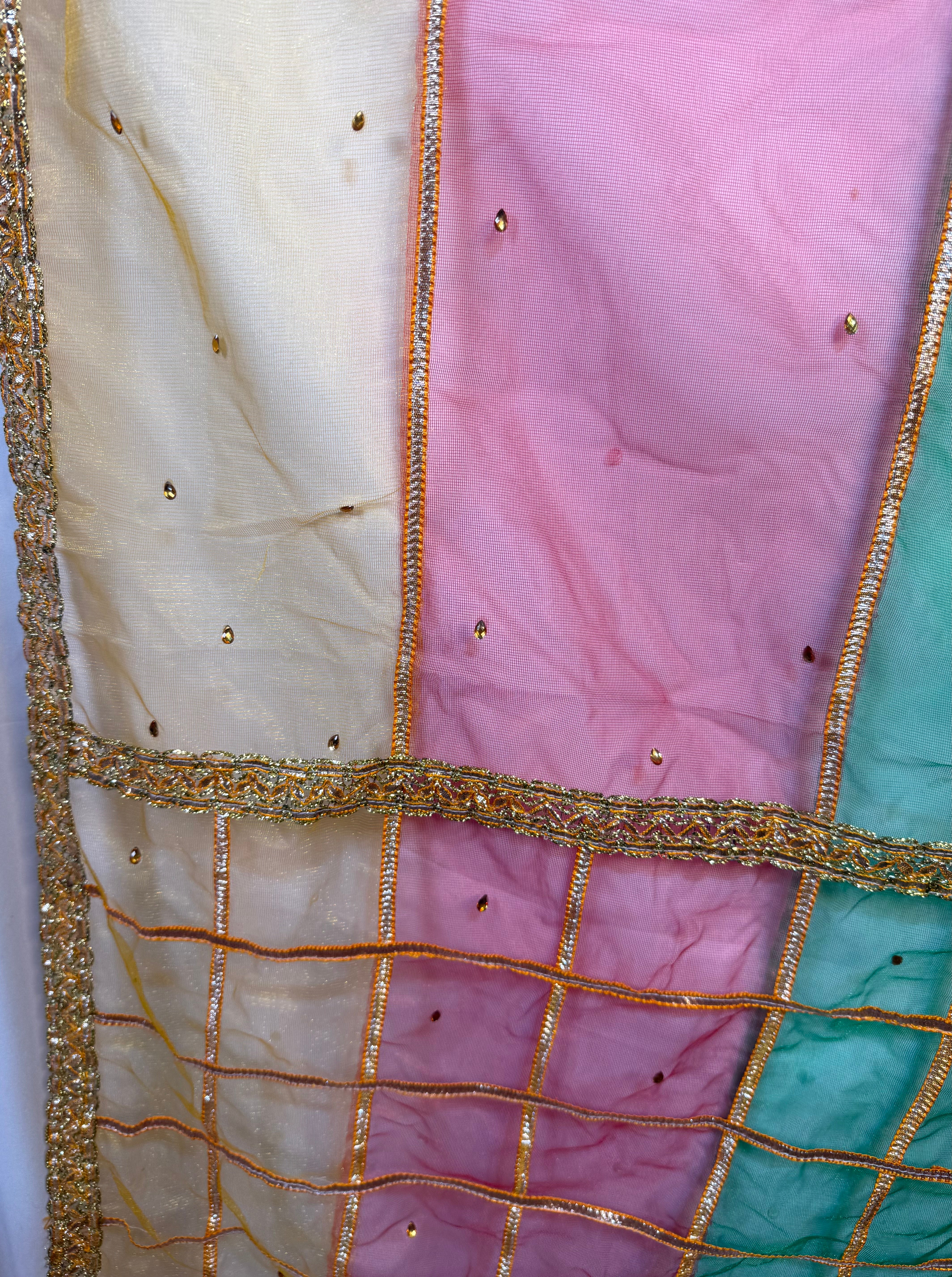 Dupptta Organza Multi Colour With Golden Embroidery Work Dcg-9