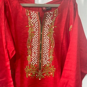 Girls cotton red shirt and trouser- Areeba's Couture