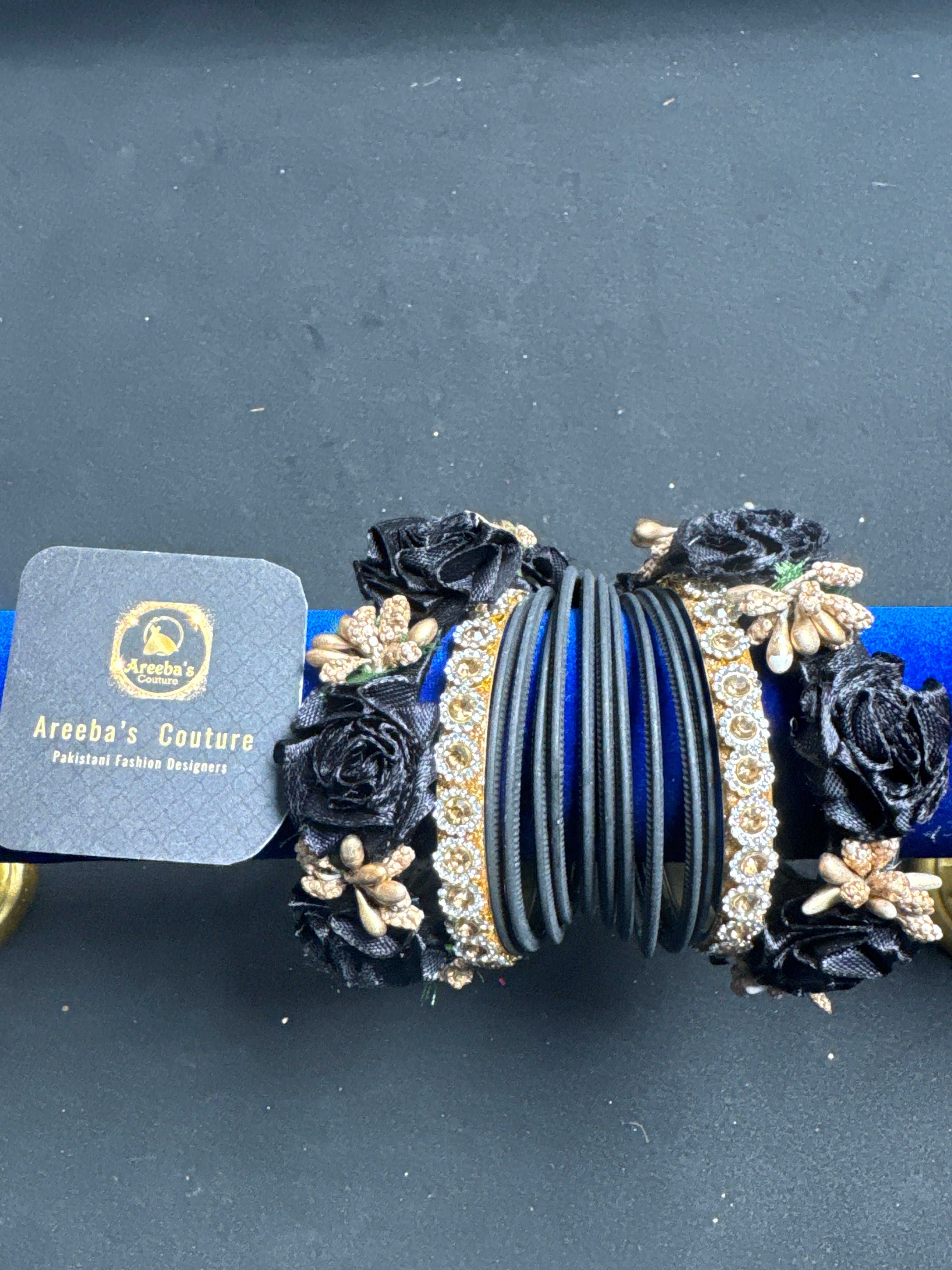 Black1 flower bangles FB5