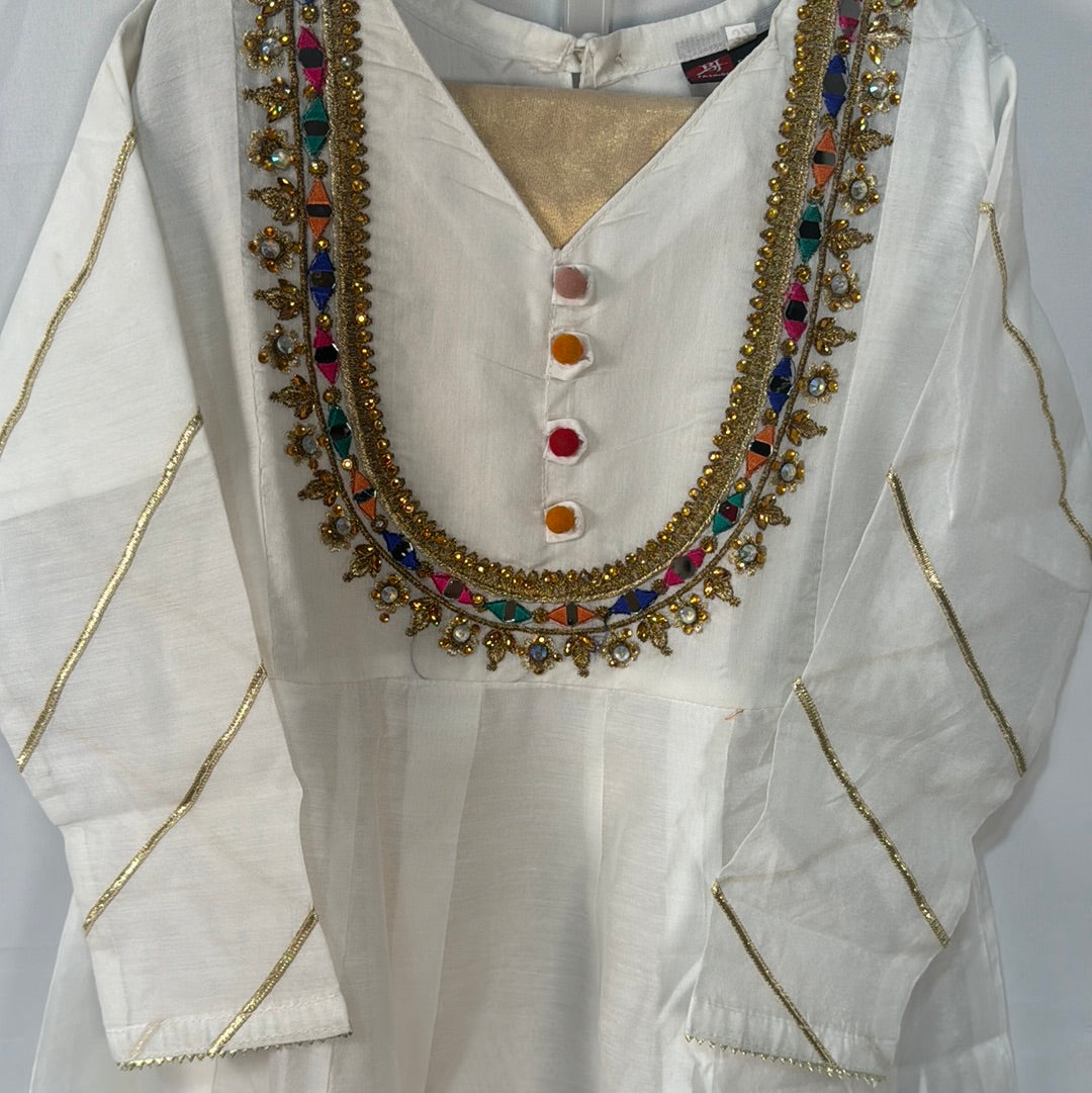 Girls white Egyptian cotton frock suit