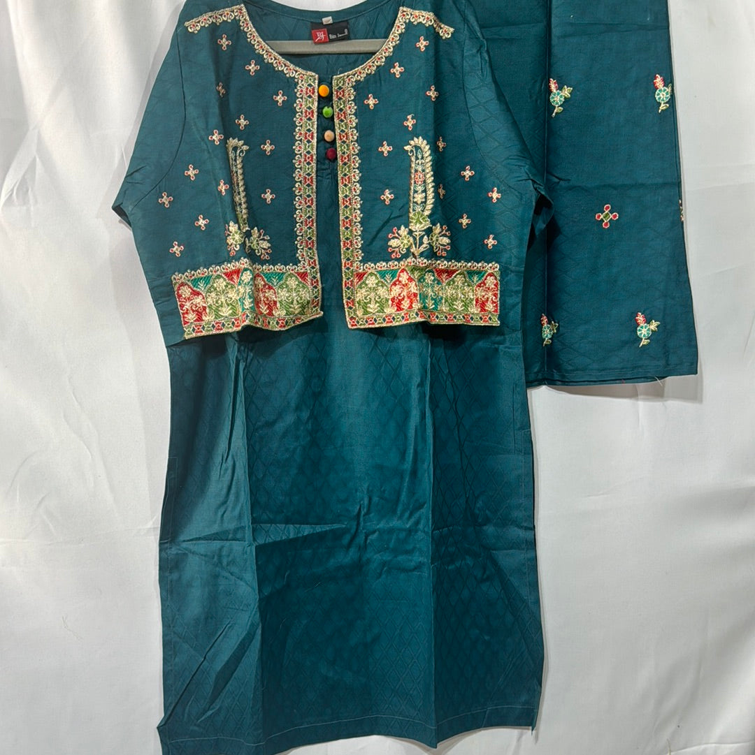 Teal koti style kameez trouser