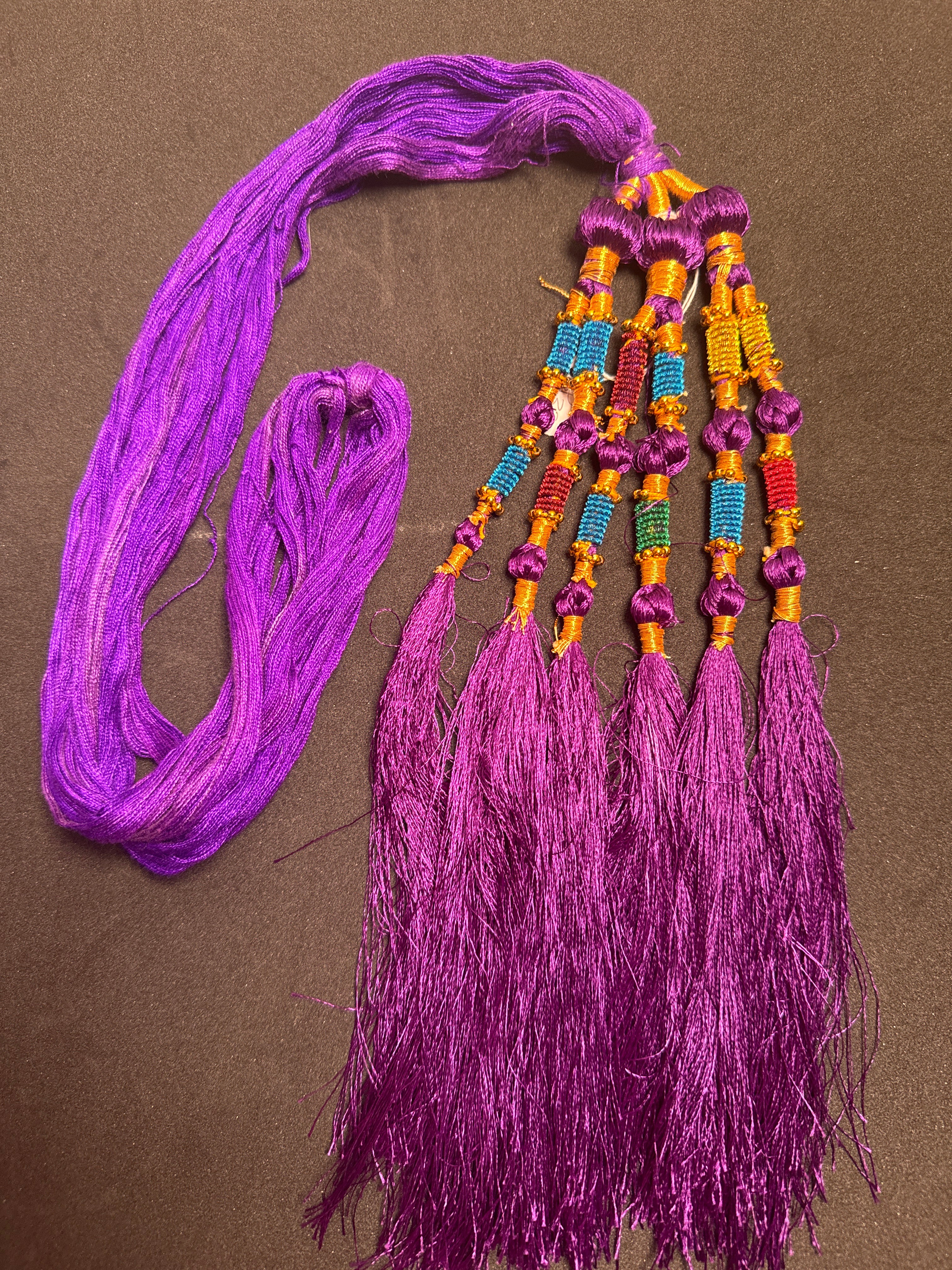 Purple Parranda with multi colours  beads in tassels SP32