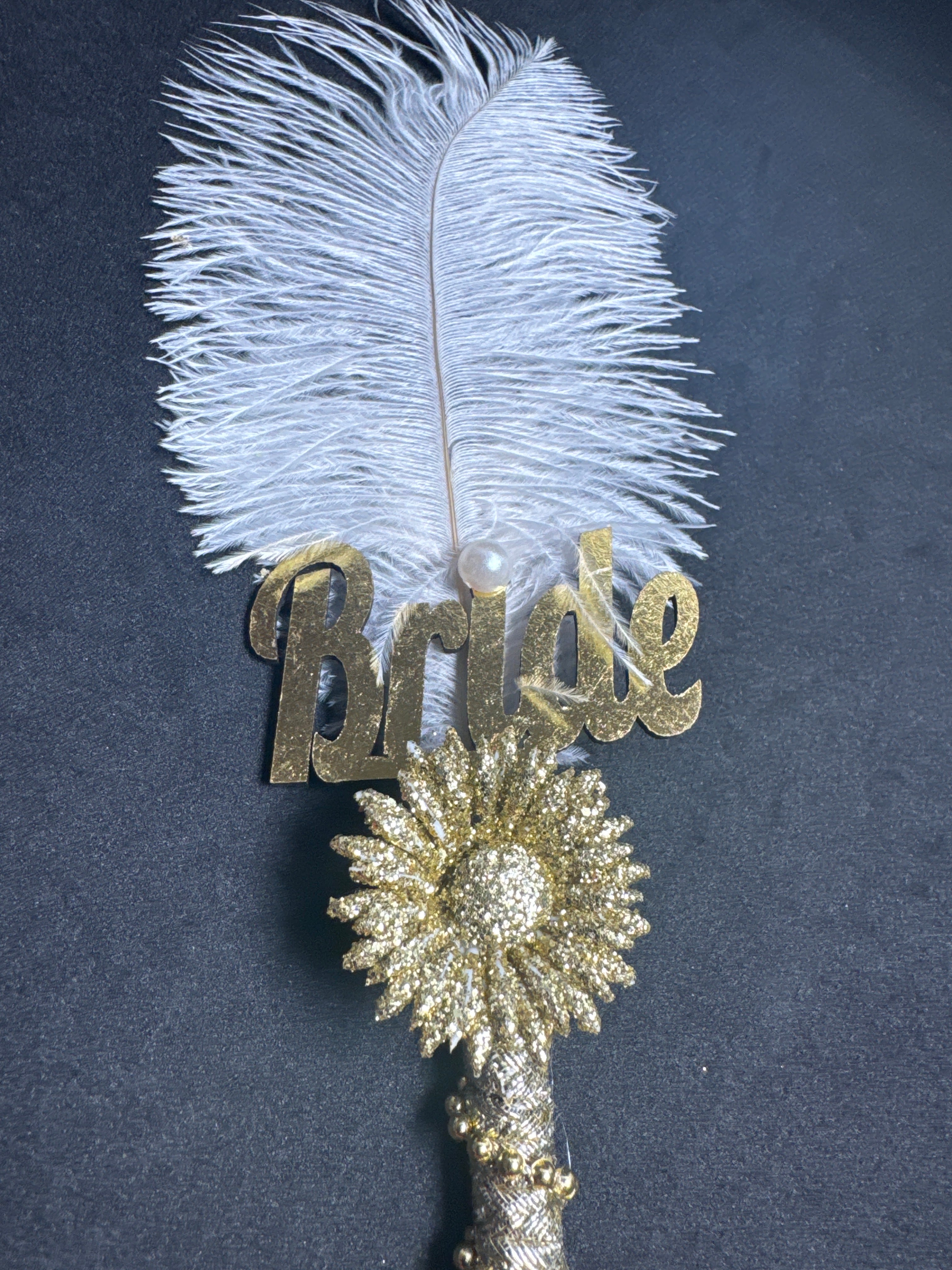 Bridal Nikah Pen D41 - Decorated Feather Pen for Brides to Sign Nikah Documents Matching Bridal Accessory