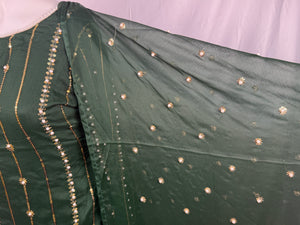 Ladies 3 Pcs Bottle Green Garara Set With Embroidery And Beads Work (Including Shirt, Garara And Duptta ) Lgs-7- Areeba's Couture