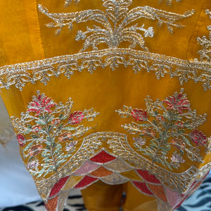 Organza frock Angrakha style suit- Areeba's Couture