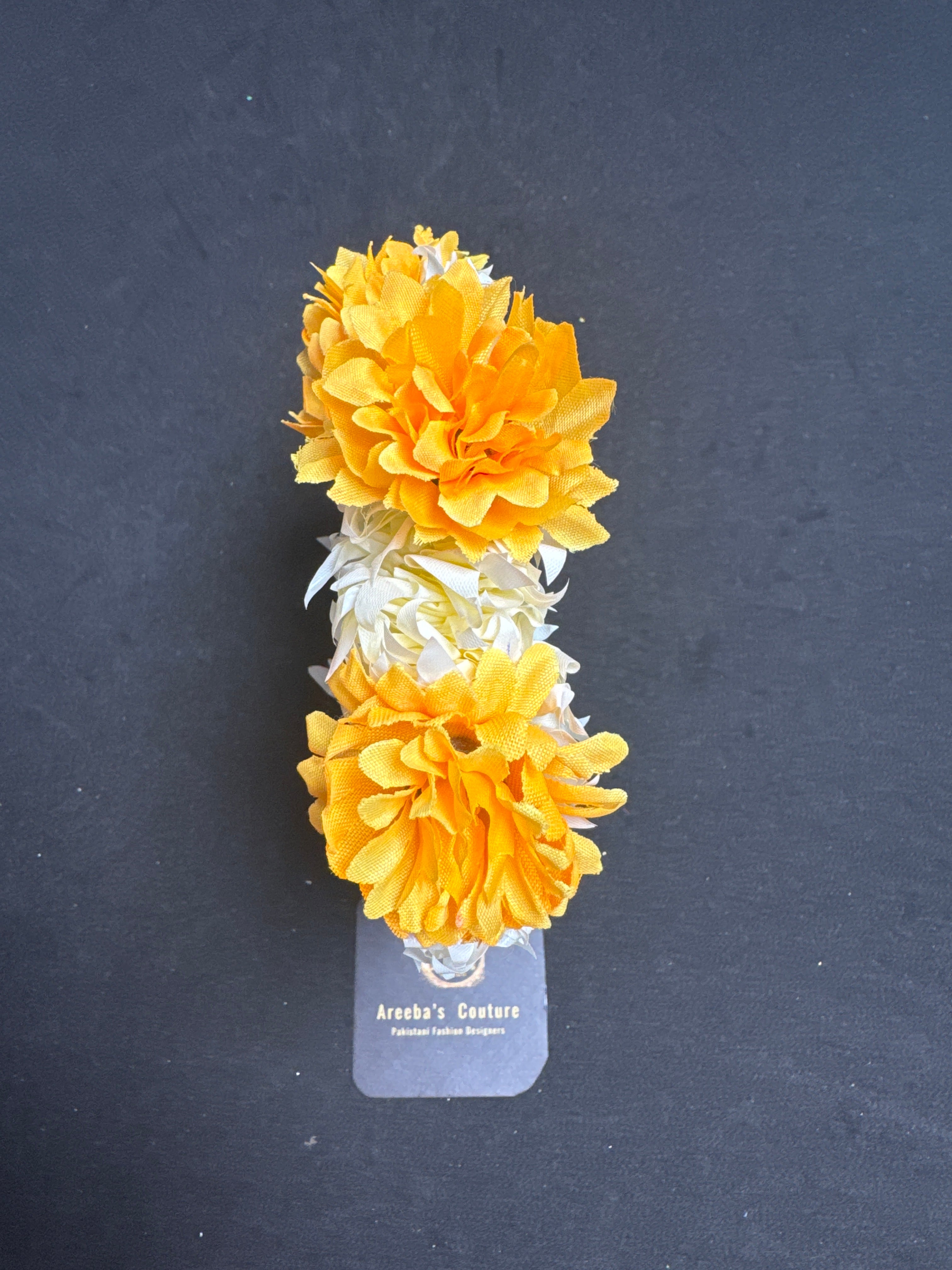 Handcrafted Flower Mehndi Gajra Electric Yellow Off White for Bride and Bride Maids