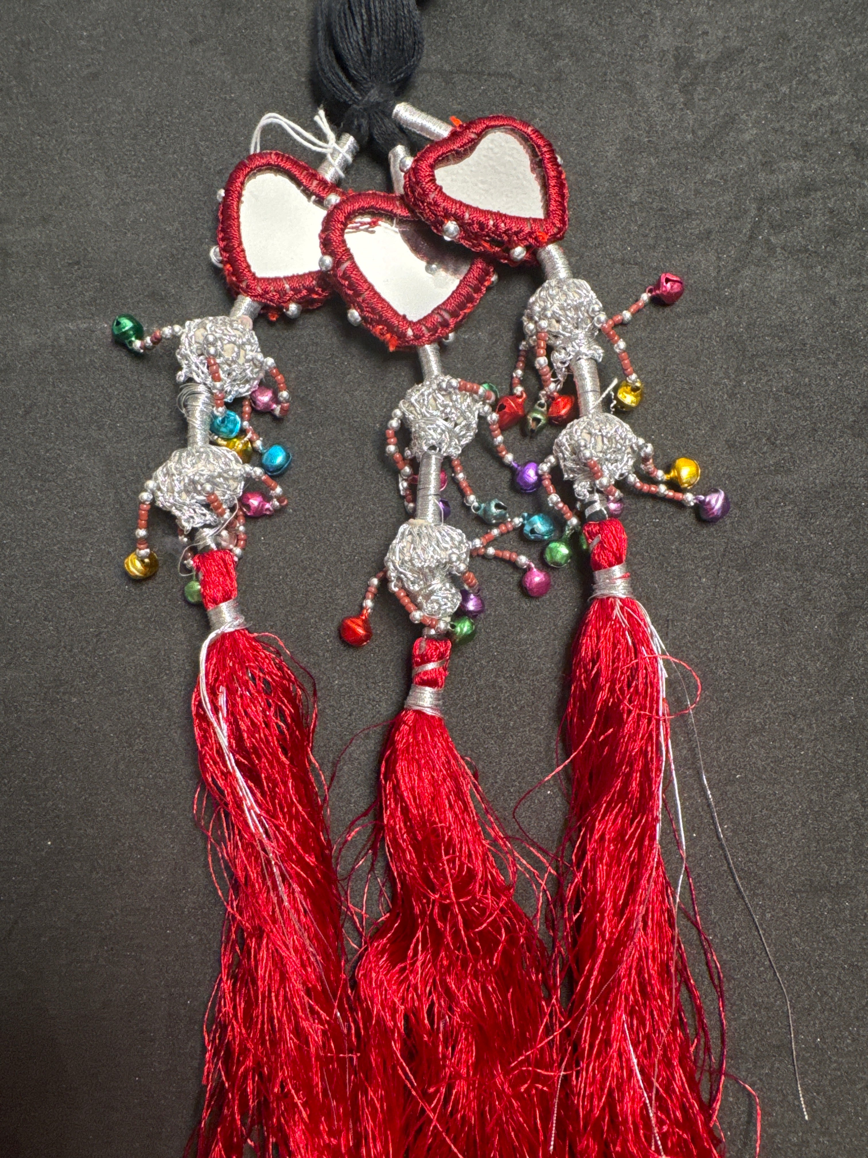 Black Parranda with maroon colour mirror & multi beans in maroon  tassels SP14