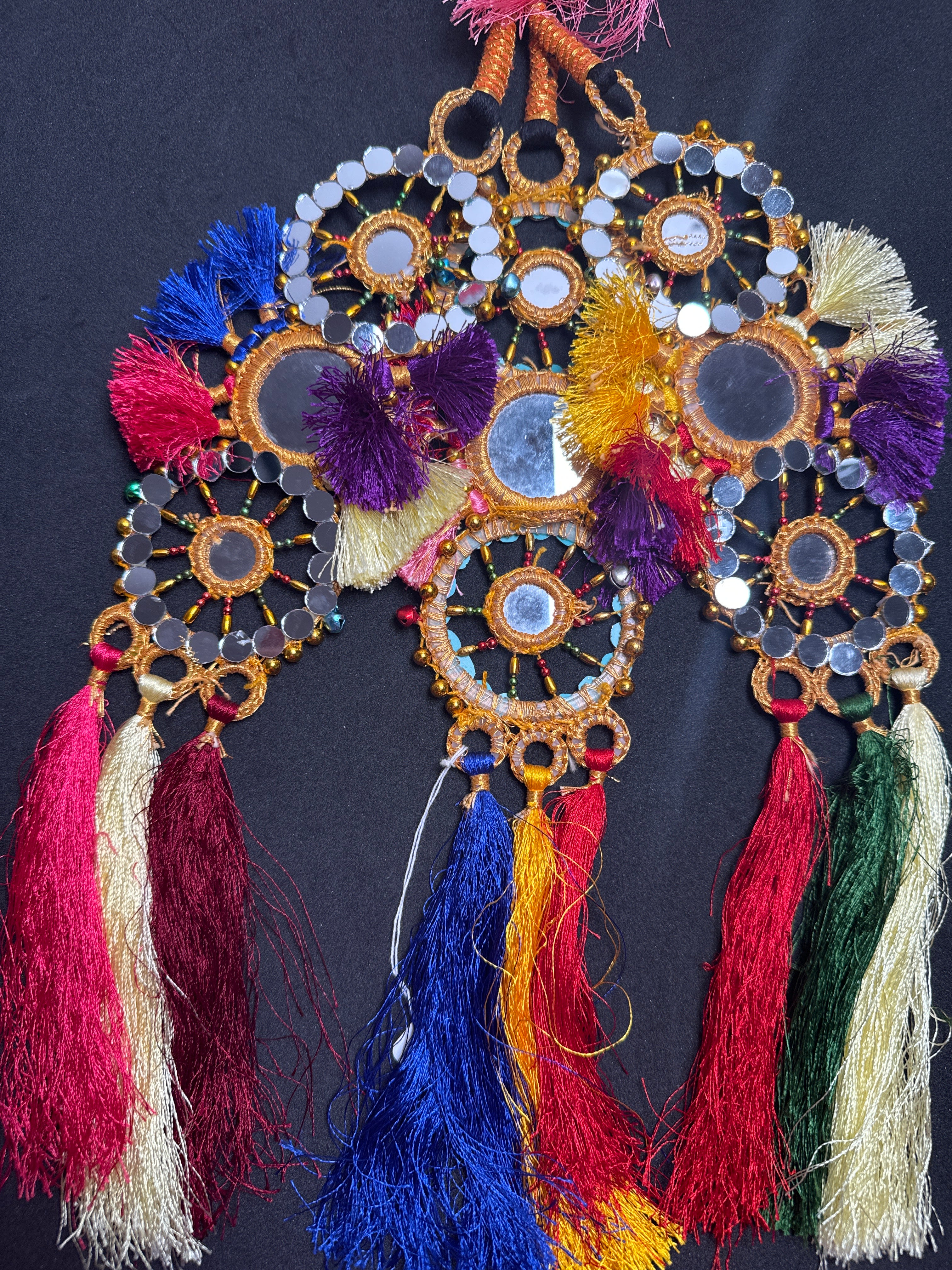 Black Parranda with multi colours beads  & mirror in multi  tassels SP42