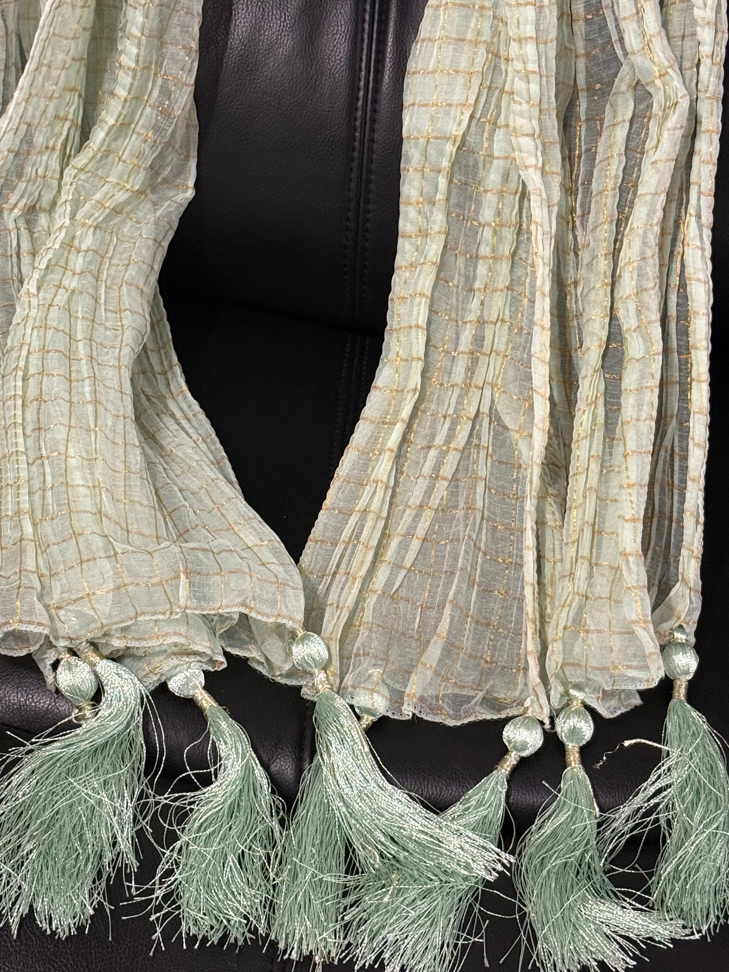 Mehndi Dupatta For The Lads In Apple Green Colour With Tussles