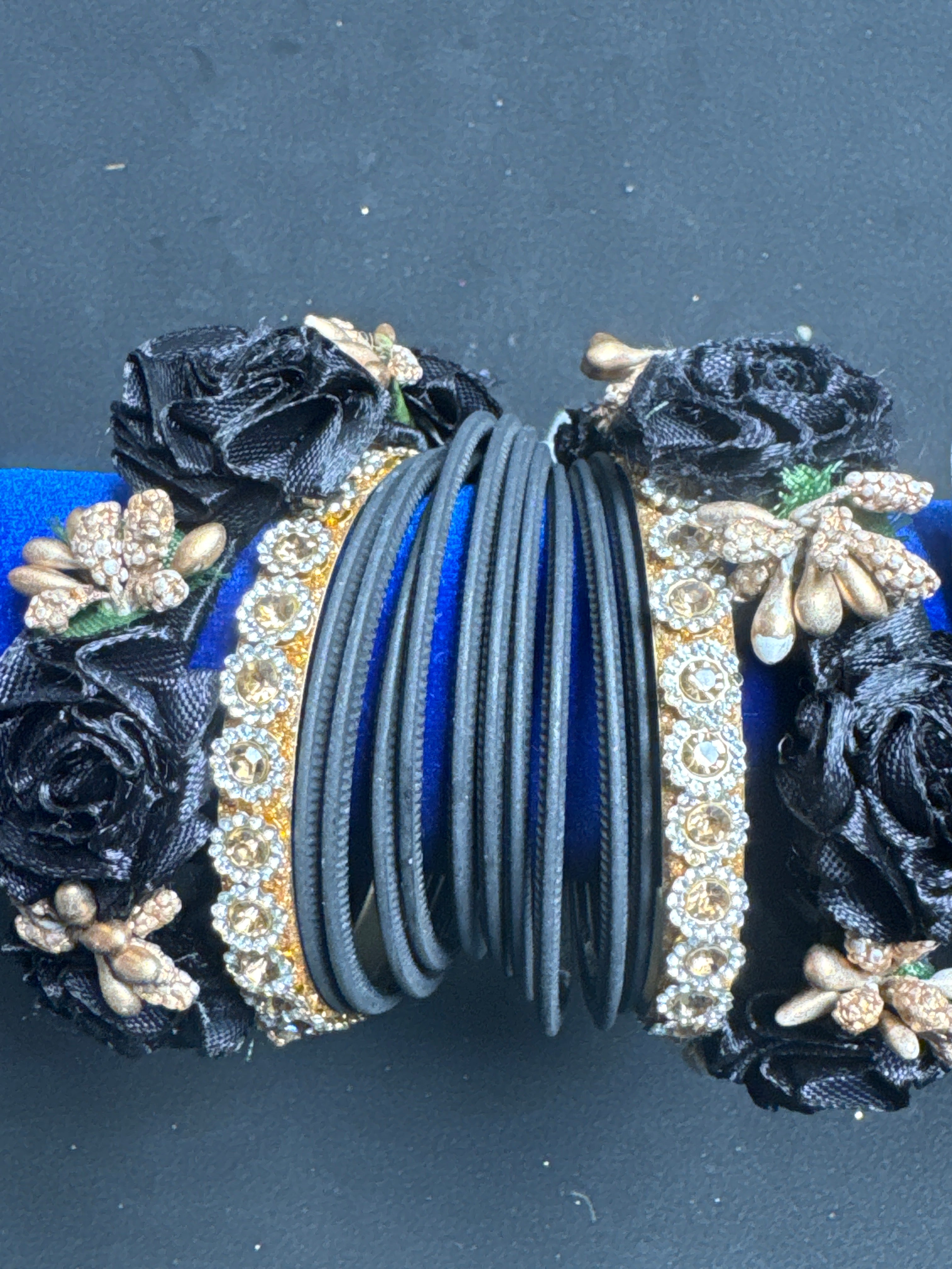 Black1 flower bangles FB5