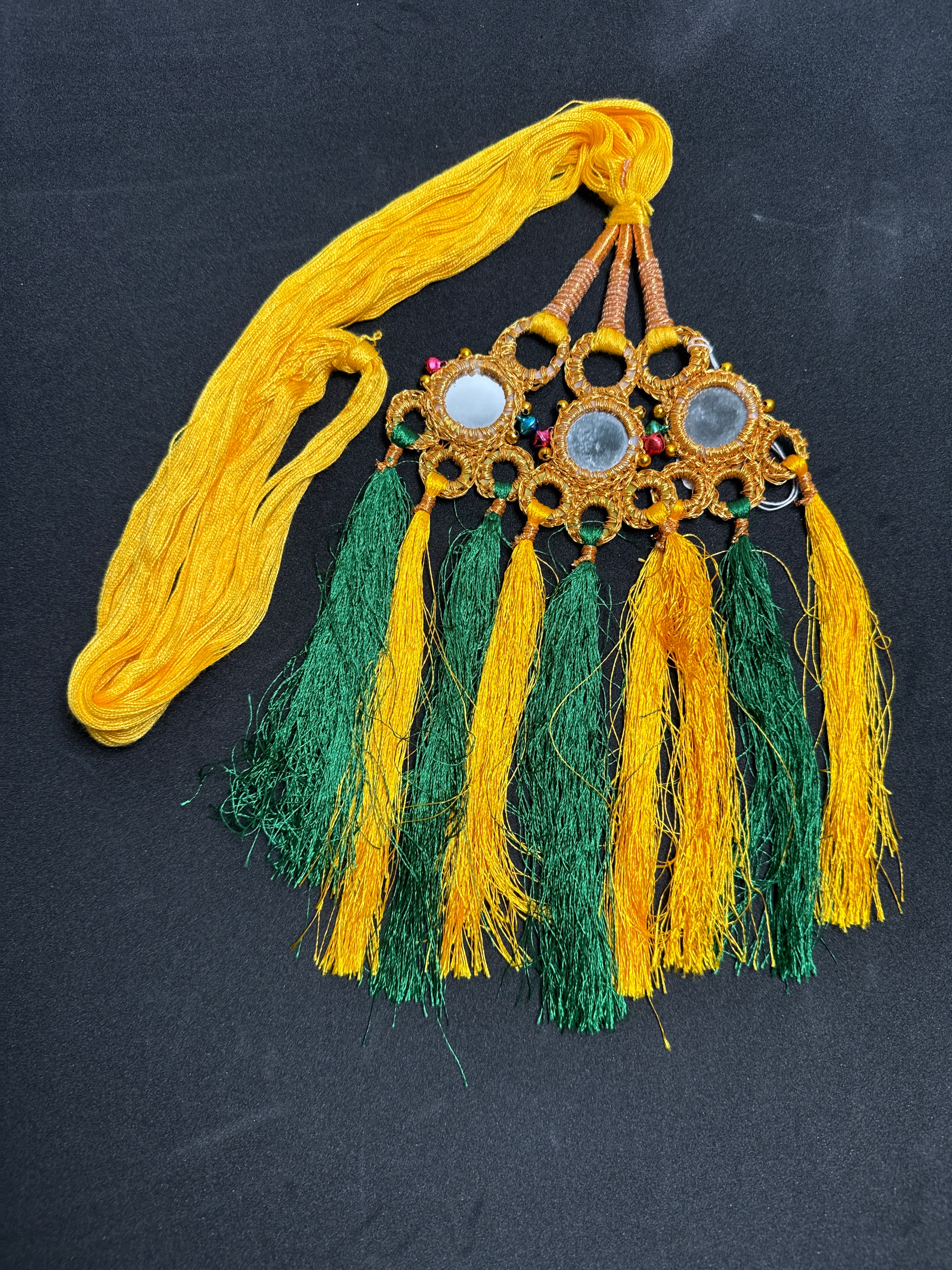 Yellow Parranda with mirror and multi tassels PD94