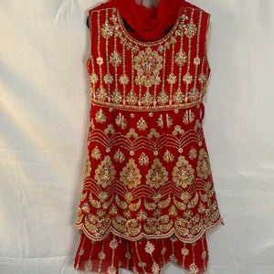 Girls red Shahjahan Garara collection D1- Areeba's Couture