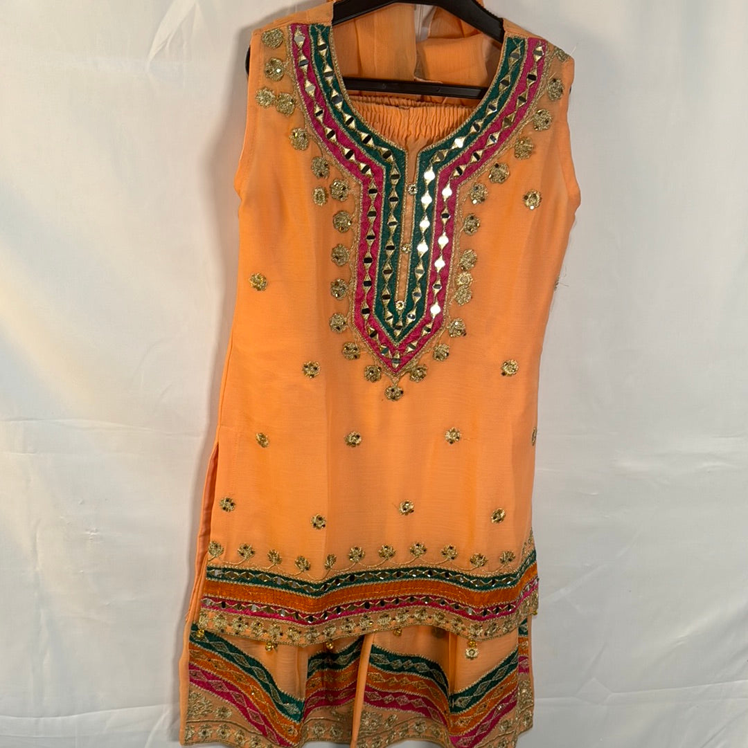 Girls peach Garara collection D6- Areeba's Couture