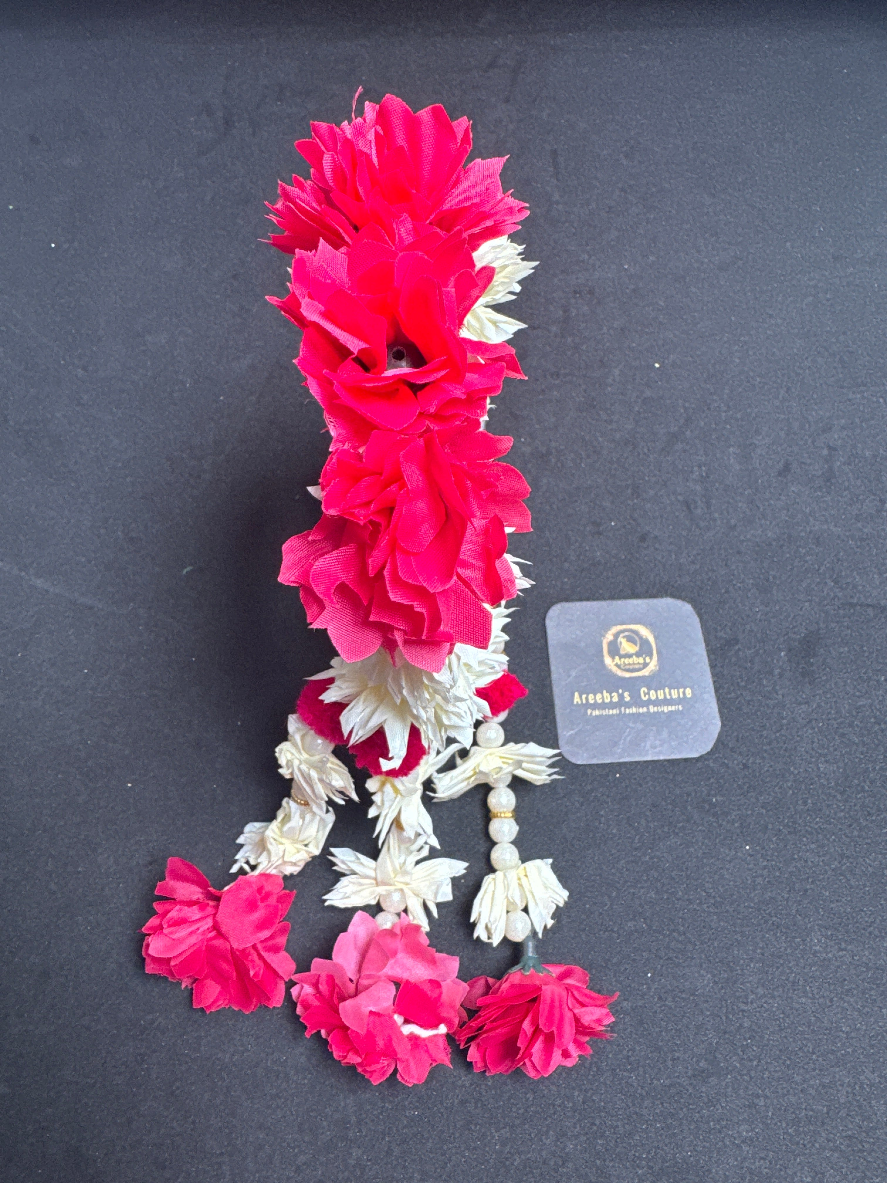 Flower Mehndi Gajra Red & White Handcrafted Bridal Jewelry for Bride and Bridesmaids Perfect for Any Event