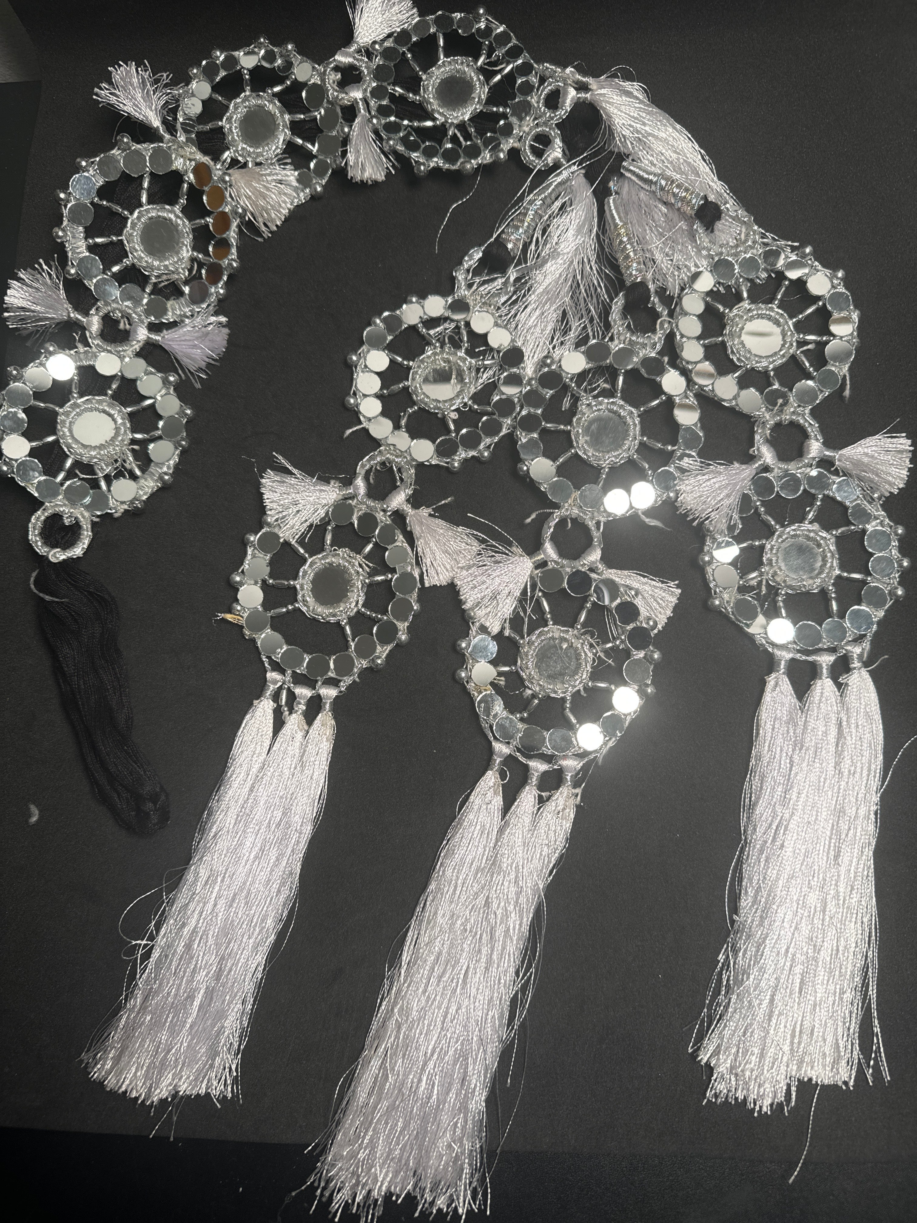 Silver mirror/colours Parranda with black thread PD74