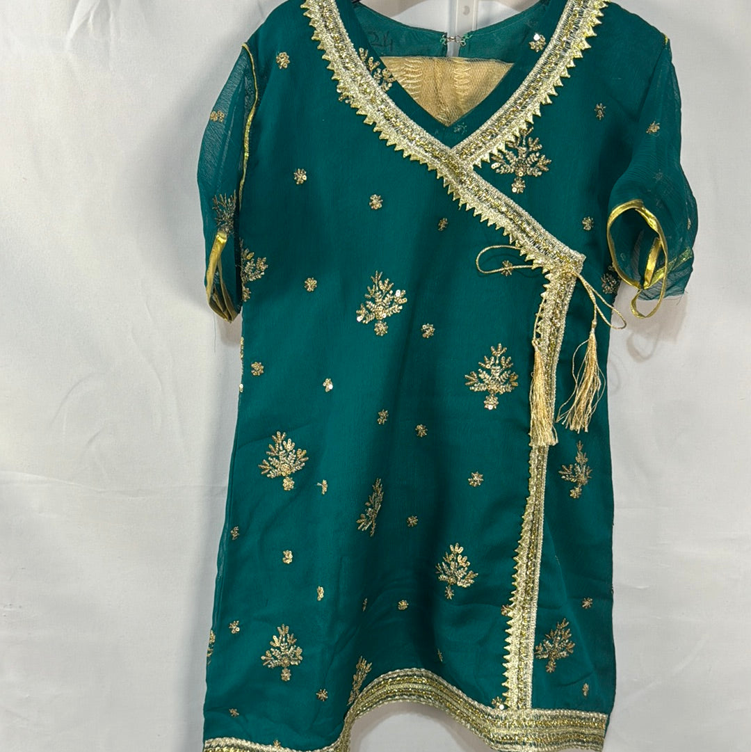 Girls green chiffon outfit