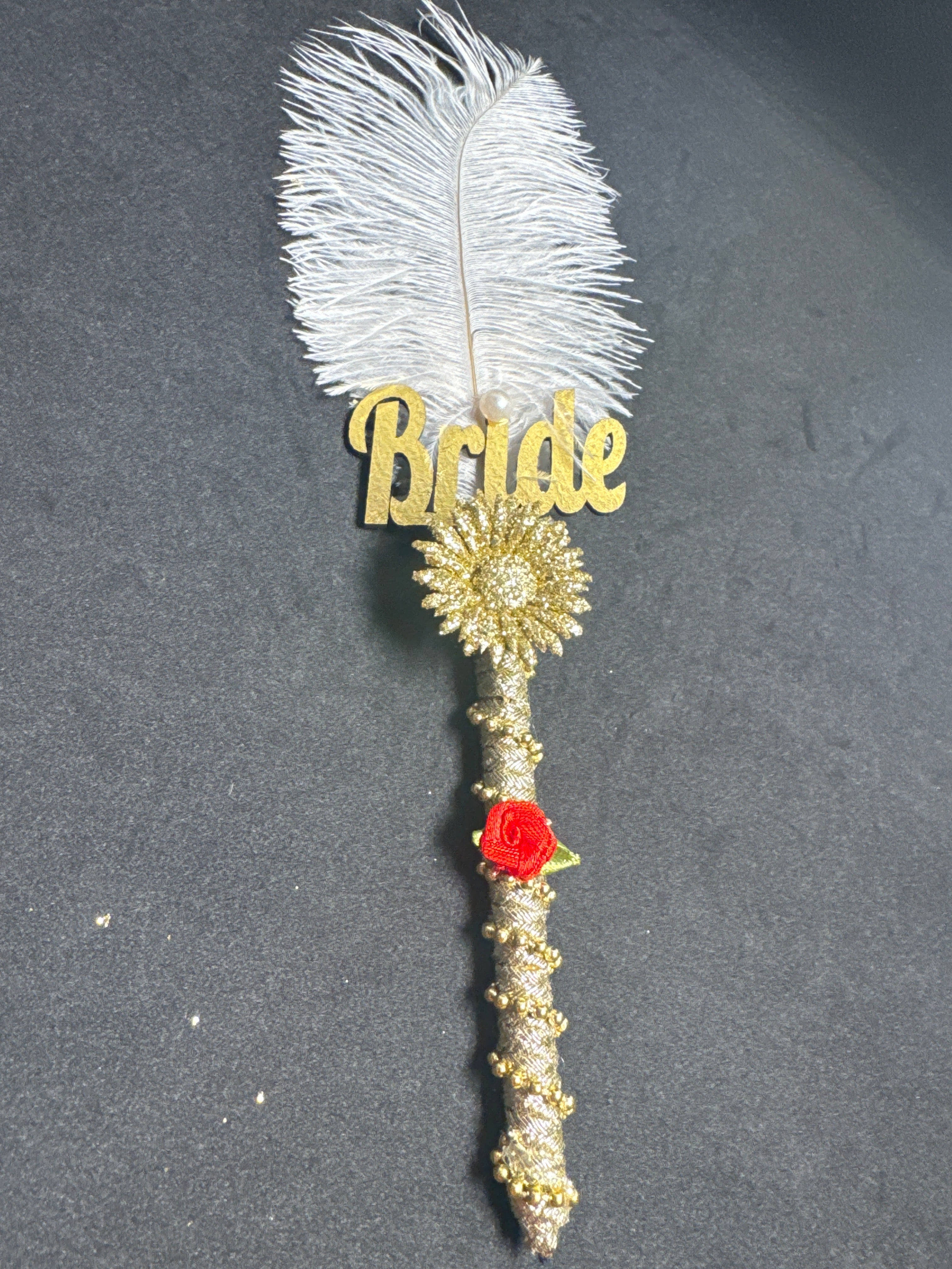 Bridal Nikah Pen D41 - Decorated Feather Pen for Brides to Sign Nikah Documents Matching Bridal Accessory